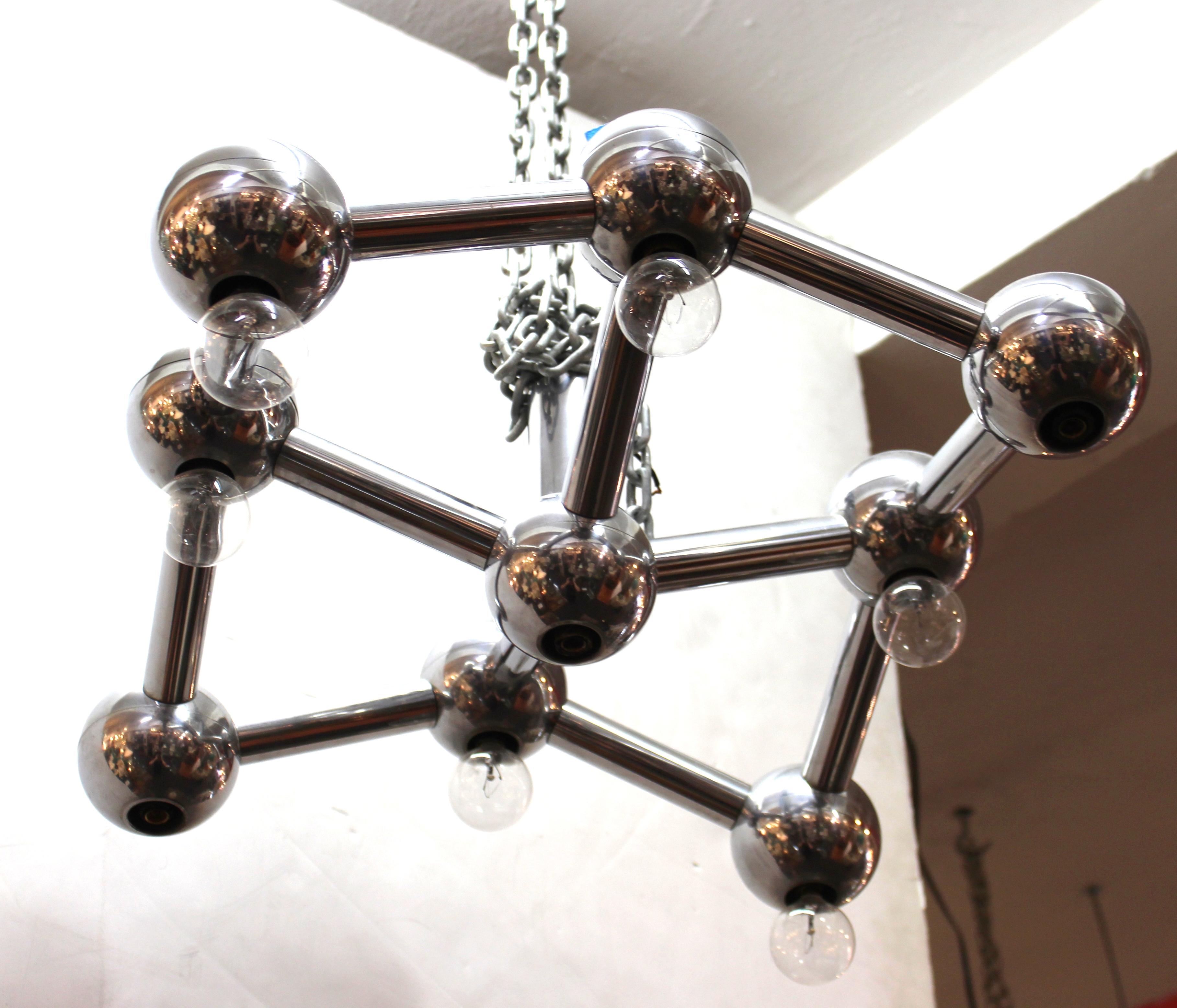 Mid-Century Modern George Kovacs Molecular Style Chandelier in Chrome For Sale