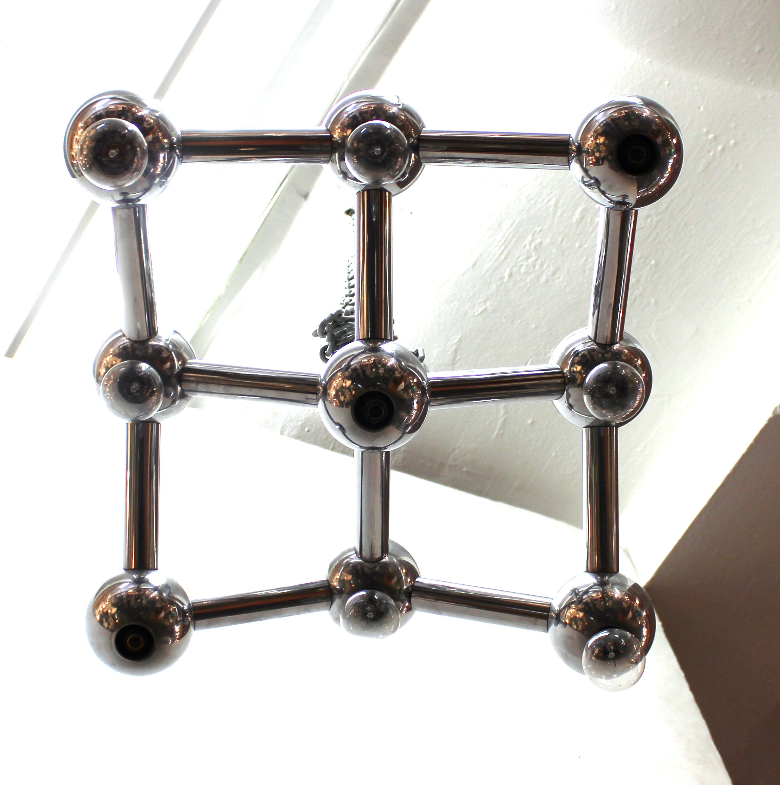American George Kovacs Molecular Style Chandelier in Chrome For Sale