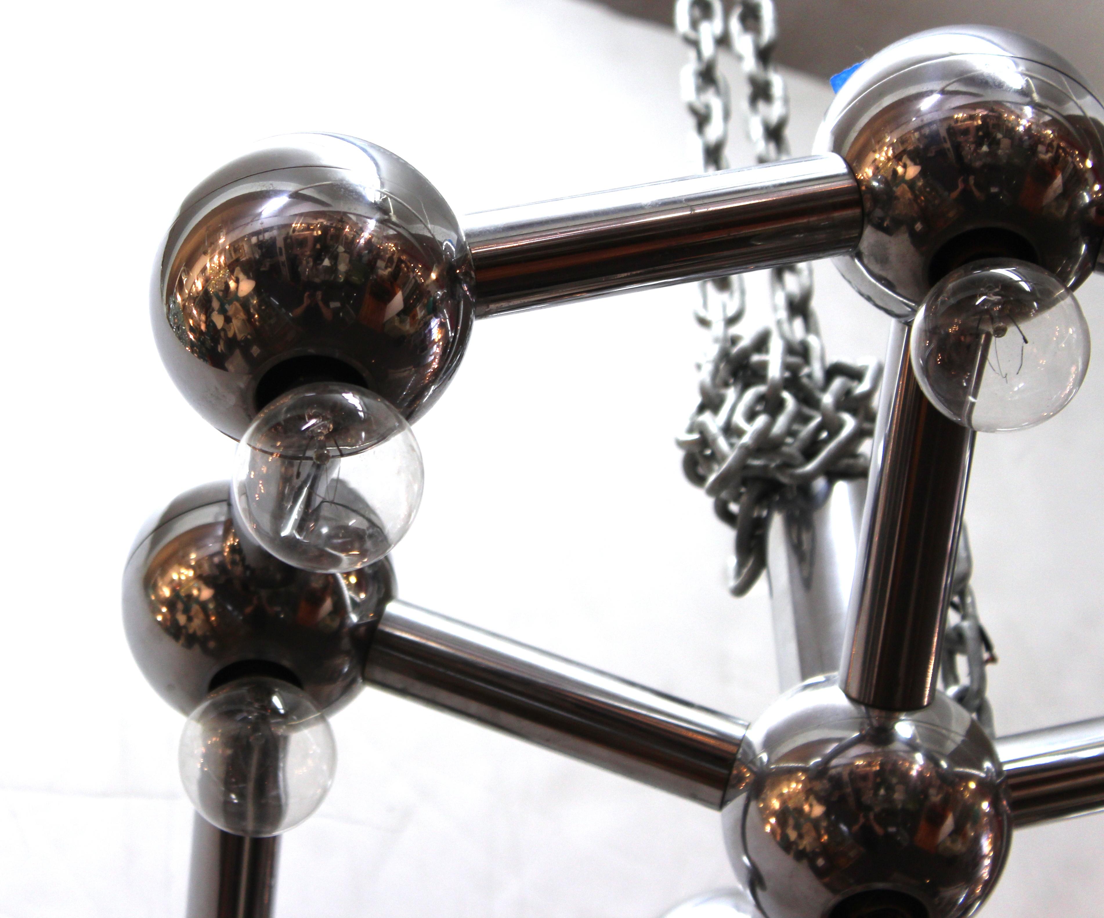 20th Century George Kovacs Molecular Style Chandelier in Chrome For Sale