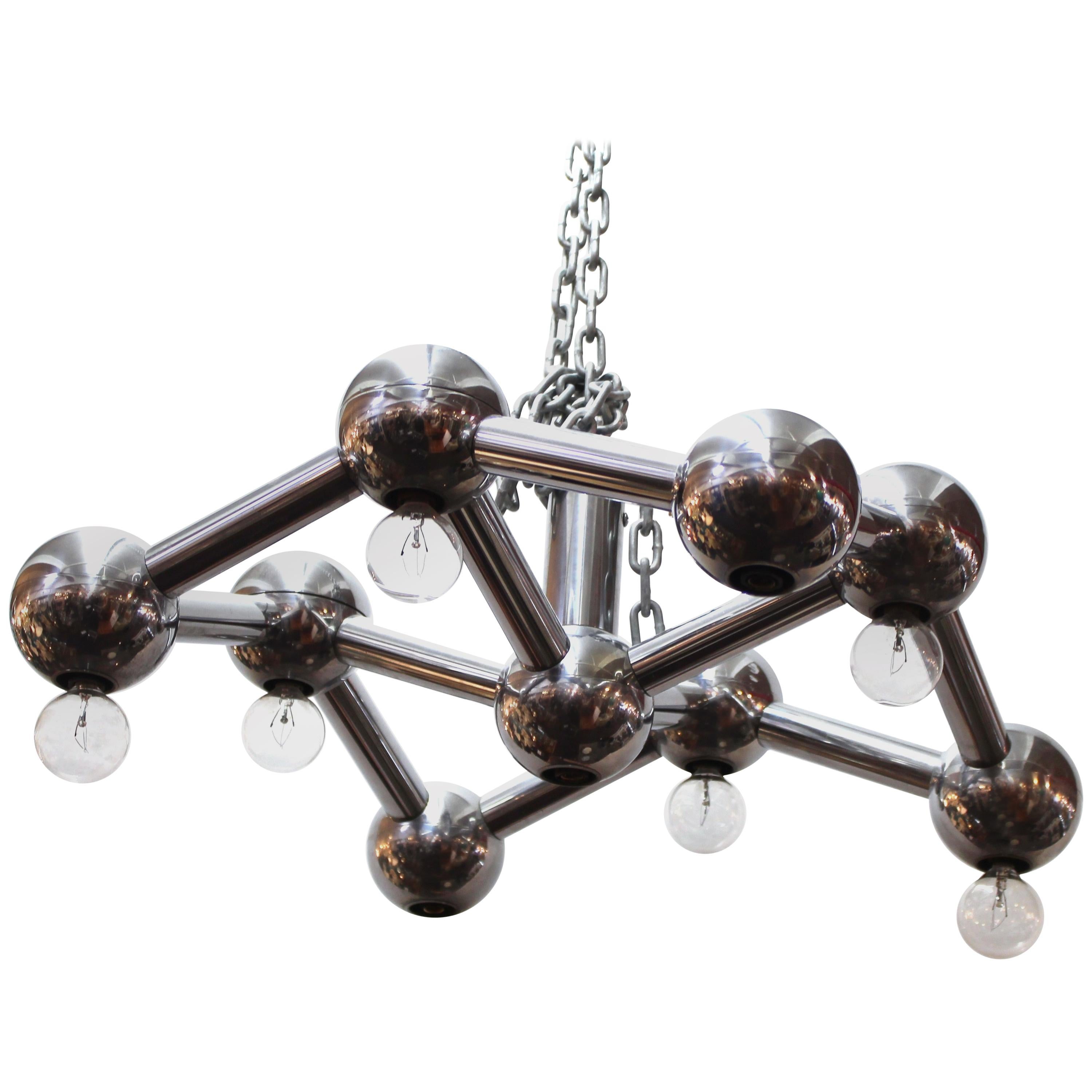 George Kovacs Molecular Style Chandelier in Chrome For Sale