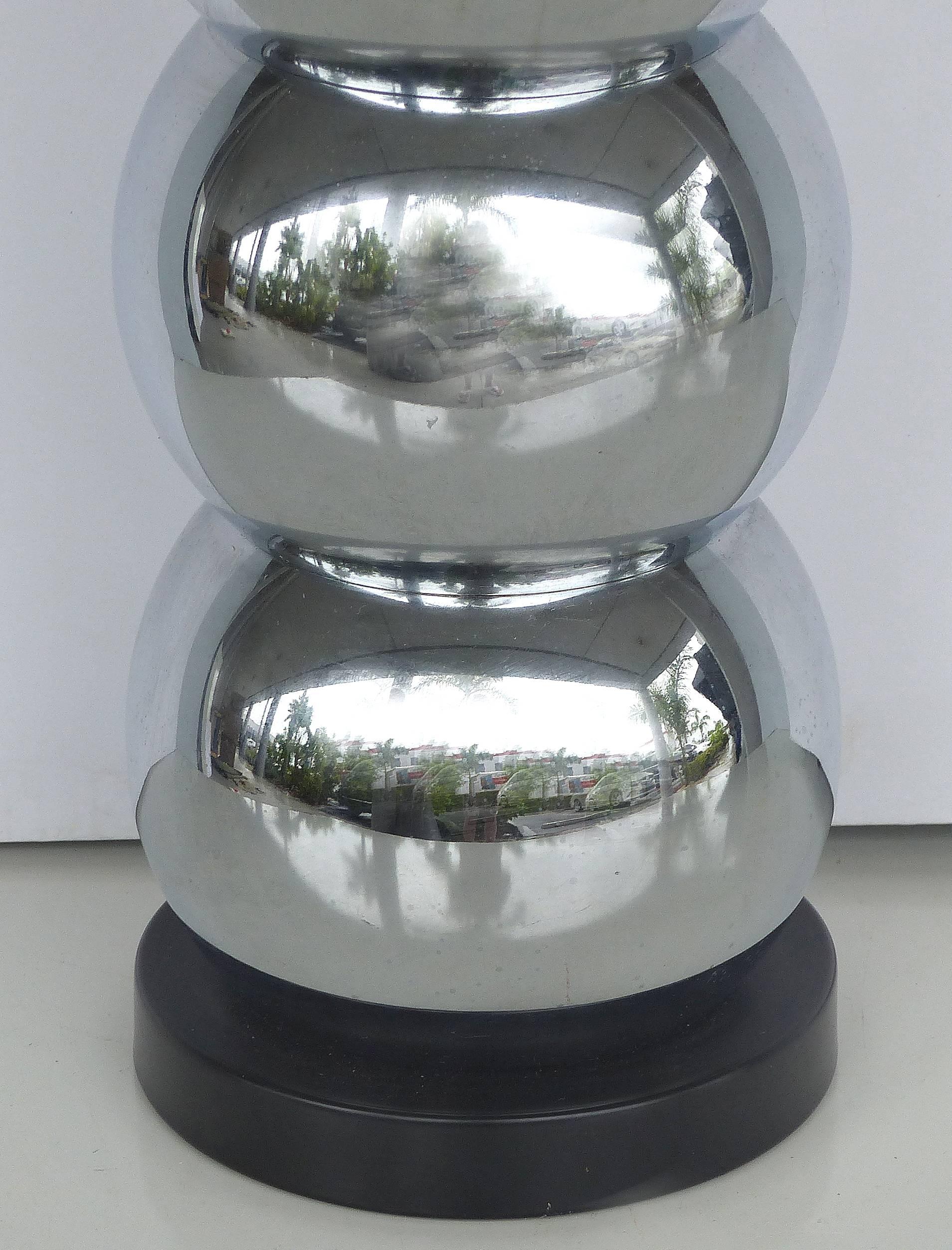 American George Kovacs Stacked Ball Table Lamps with Gloss Shades, Pair