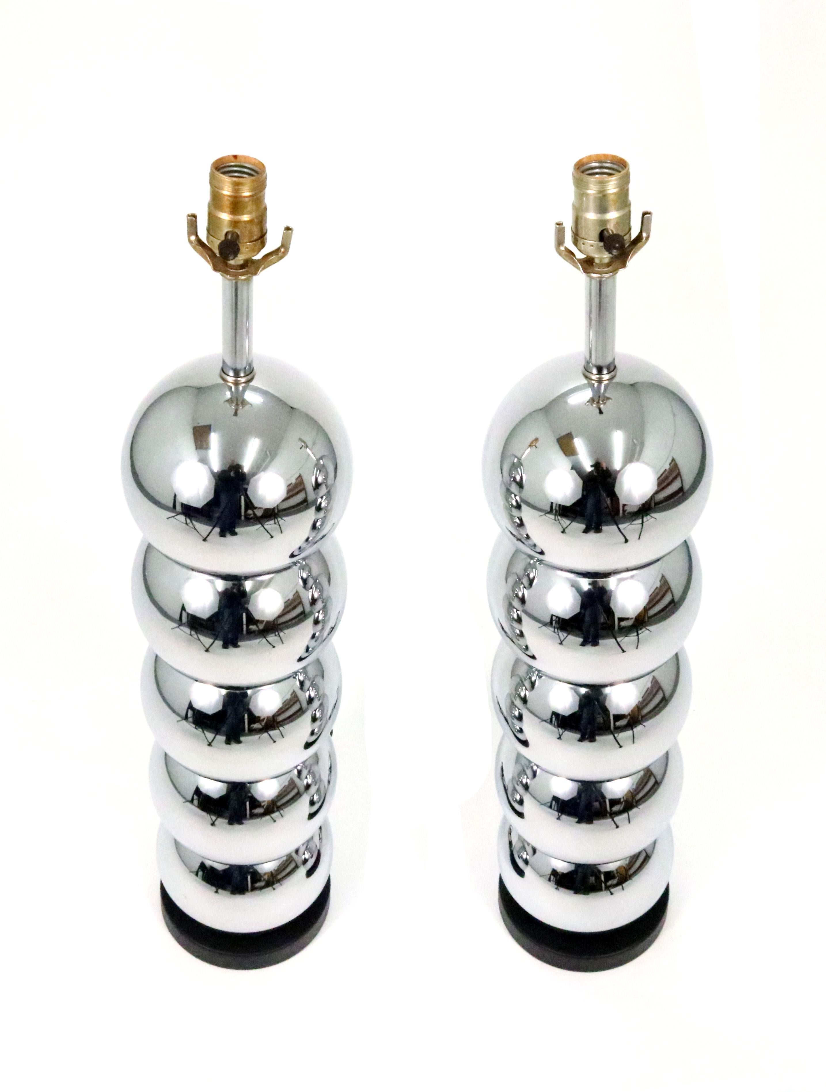 Mid-Century Modern George Kovacs Style 5-Tier Chrome Ball Lamps