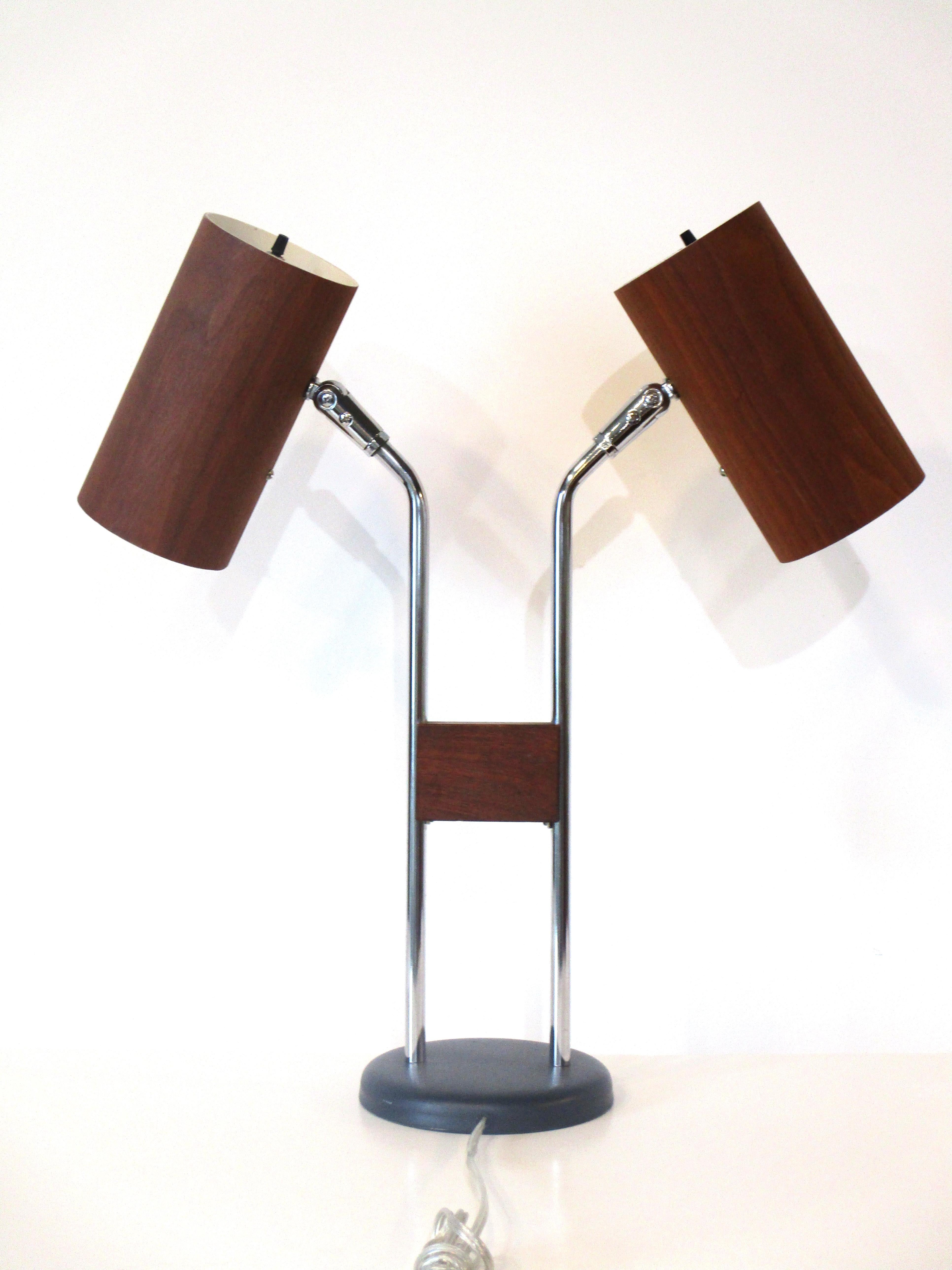 George Kovacs Walnut Veneered Table / Desk Lamp 2