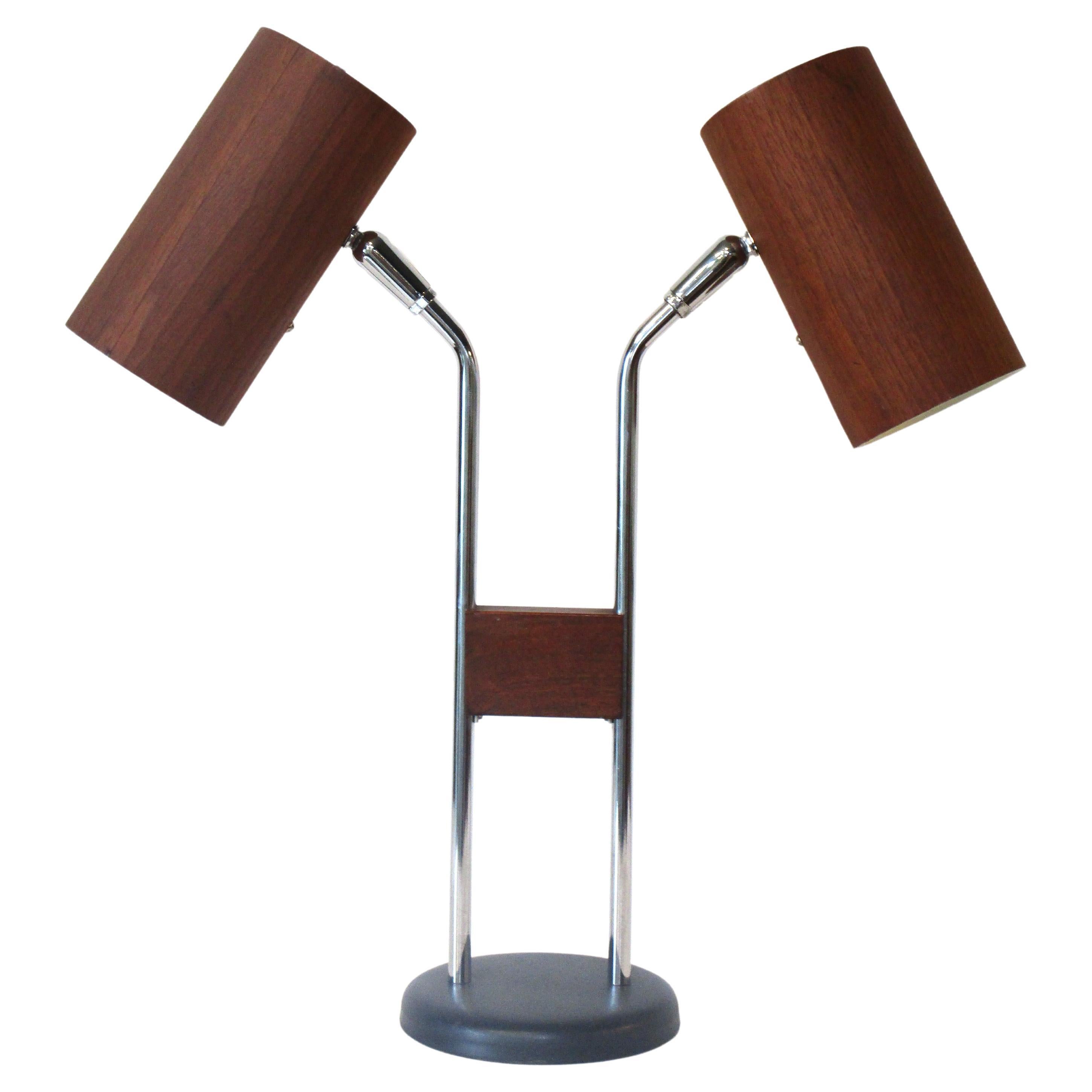 George Kovacs Walnut Veneered Table / Desk Lamp