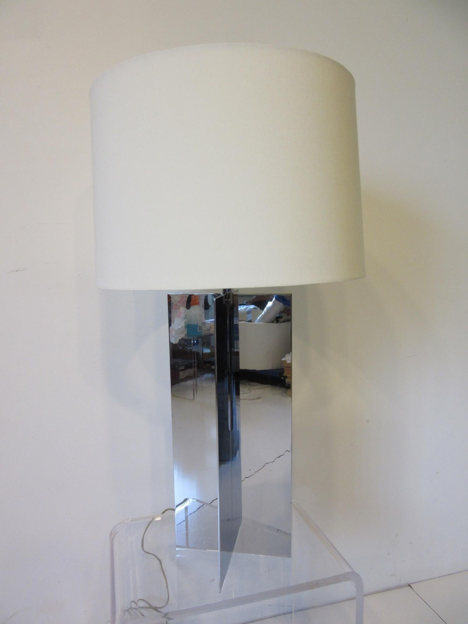 Metal George Kovacs X-Shaped Reflective Polished Table Lamp Model # 1851
