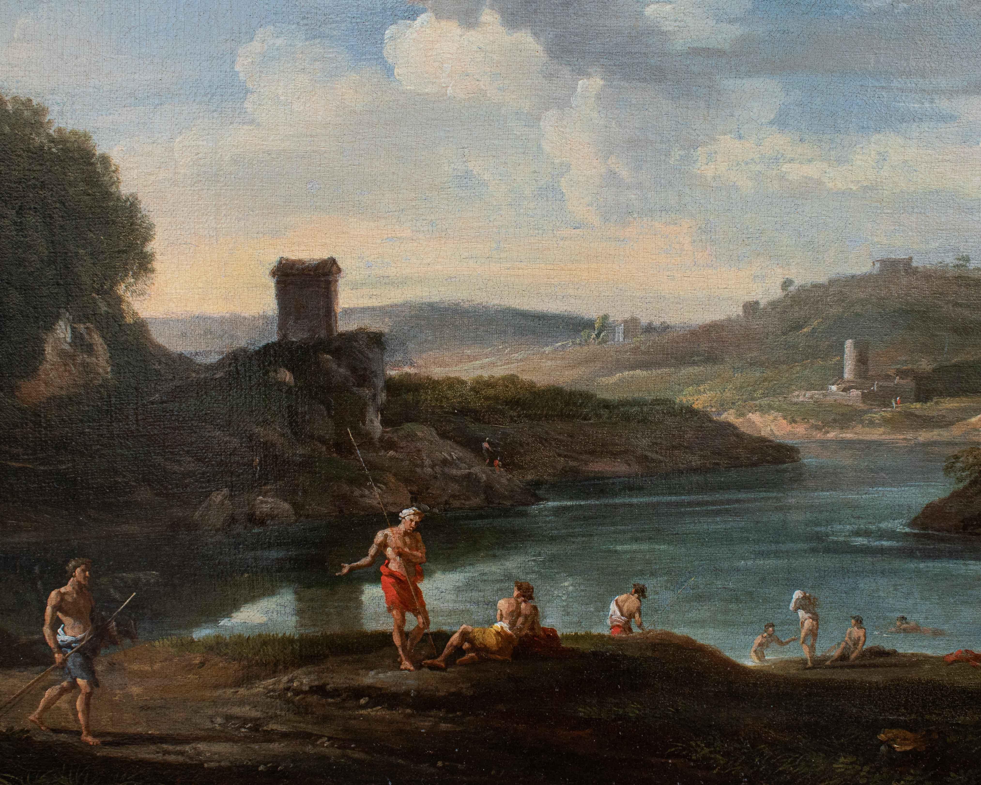 Peinture à l'huile sur toile de George Lambert du 18ème siècle représentant un paysage bucolique en vente 3
