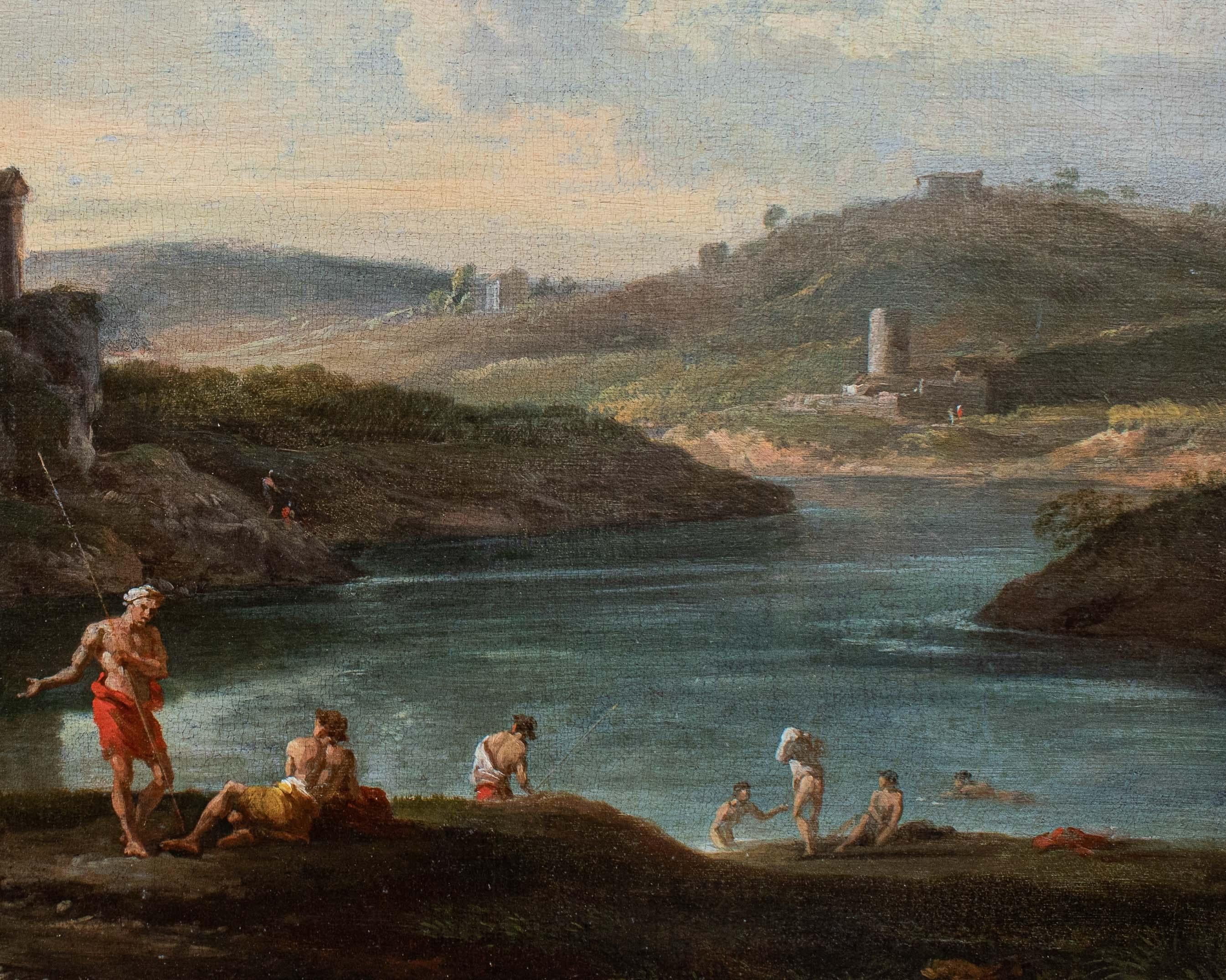 Peinture à l'huile sur toile de George Lambert du 18ème siècle représentant un paysage bucolique en vente 4