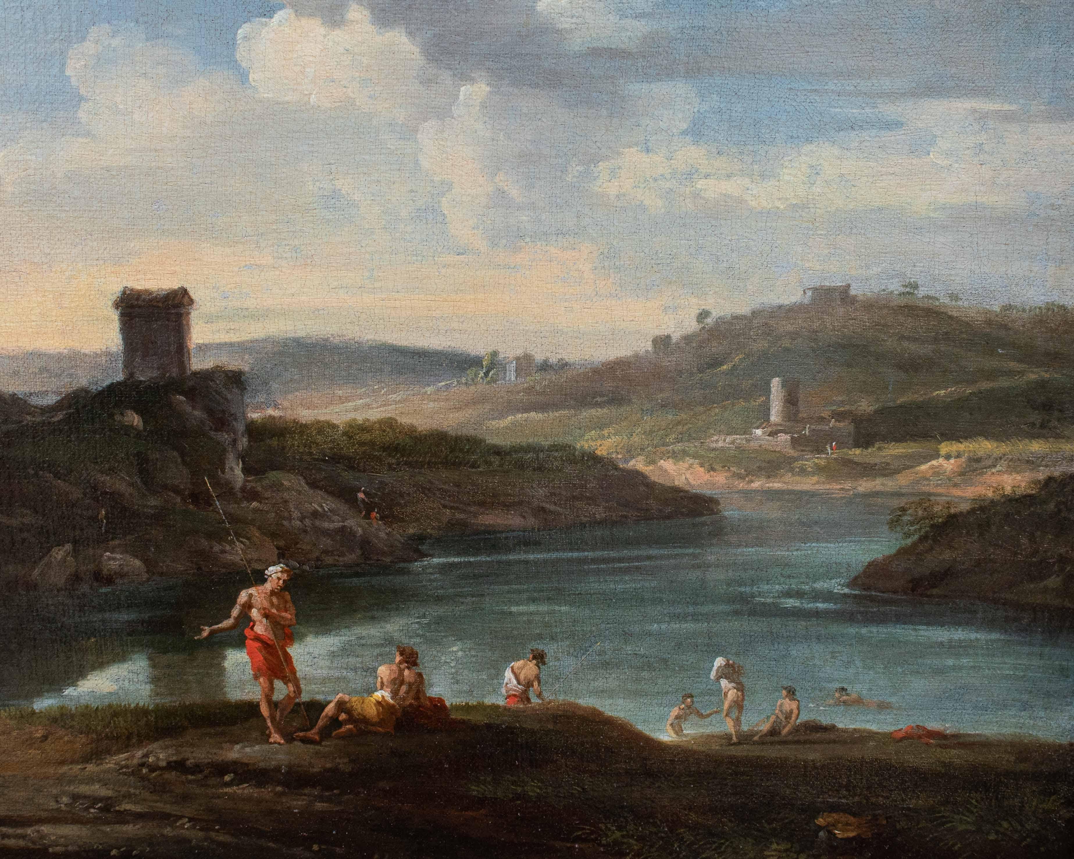 Peinture à l'huile sur toile de George Lambert du 18ème siècle représentant un paysage bucolique en vente 7