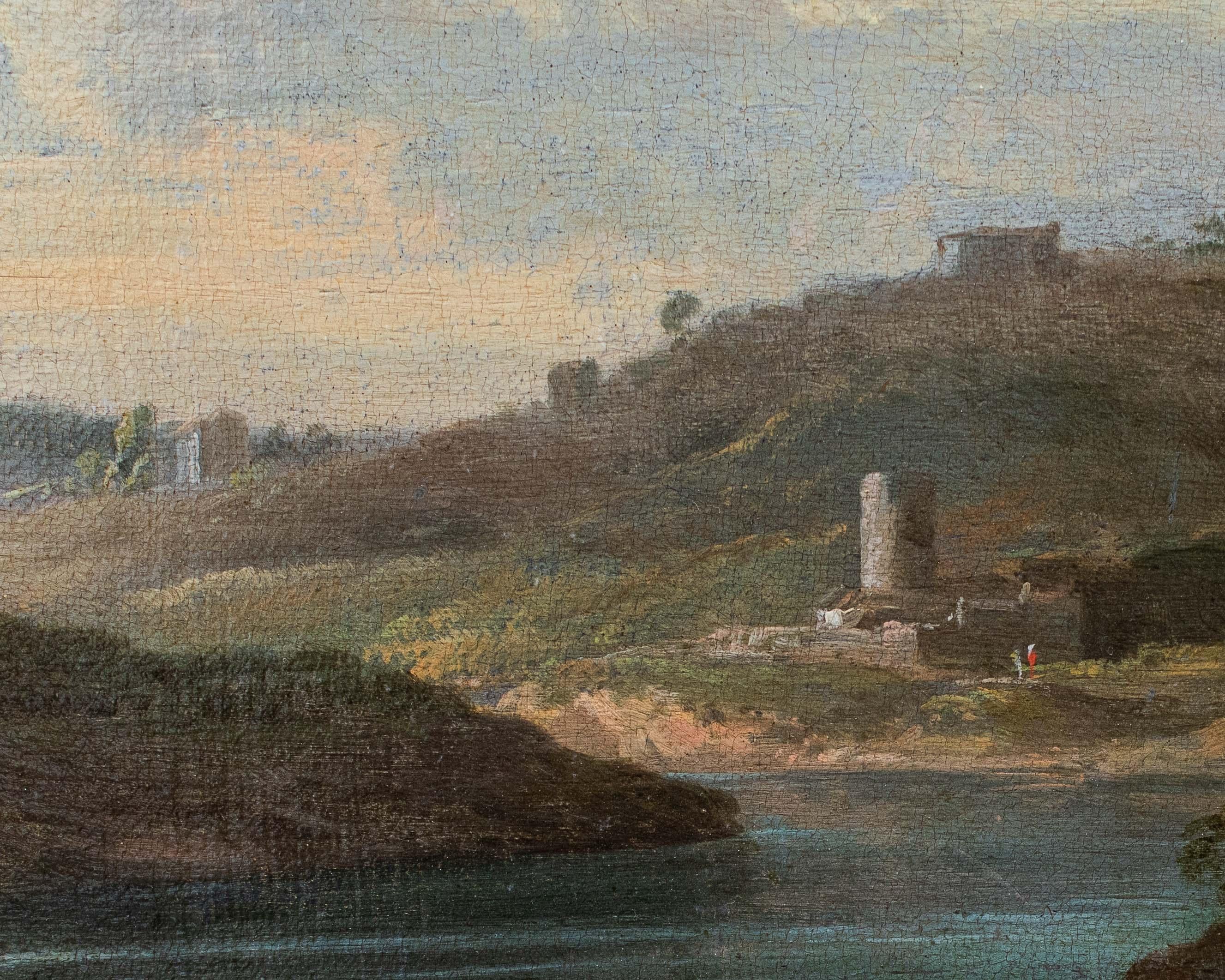 Peinture à l'huile sur toile de George Lambert du 18ème siècle représentant un paysage bucolique en vente 9