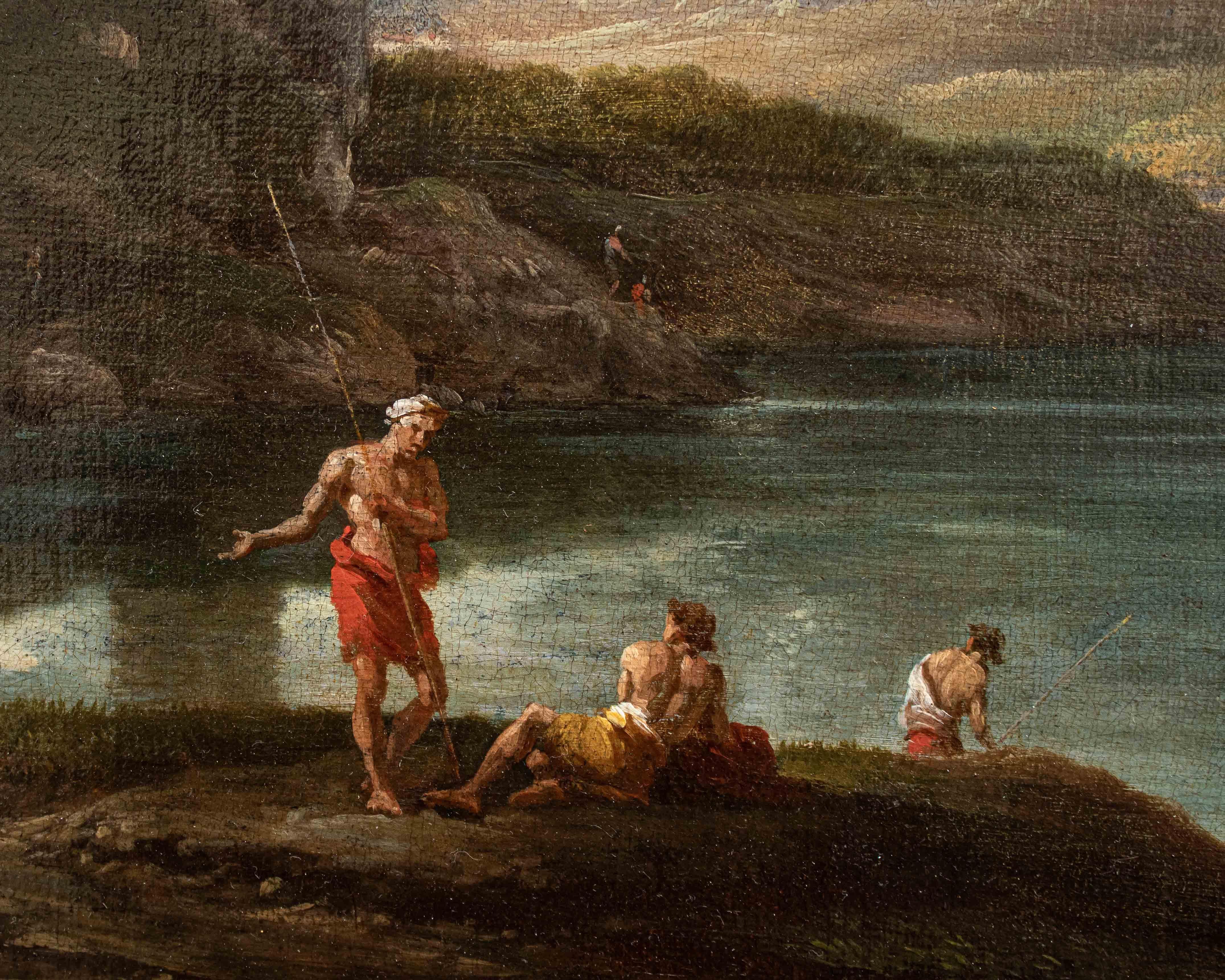 italien Peinture à l'huile sur toile de George Lambert du 18ème siècle représentant un paysage bucolique en vente