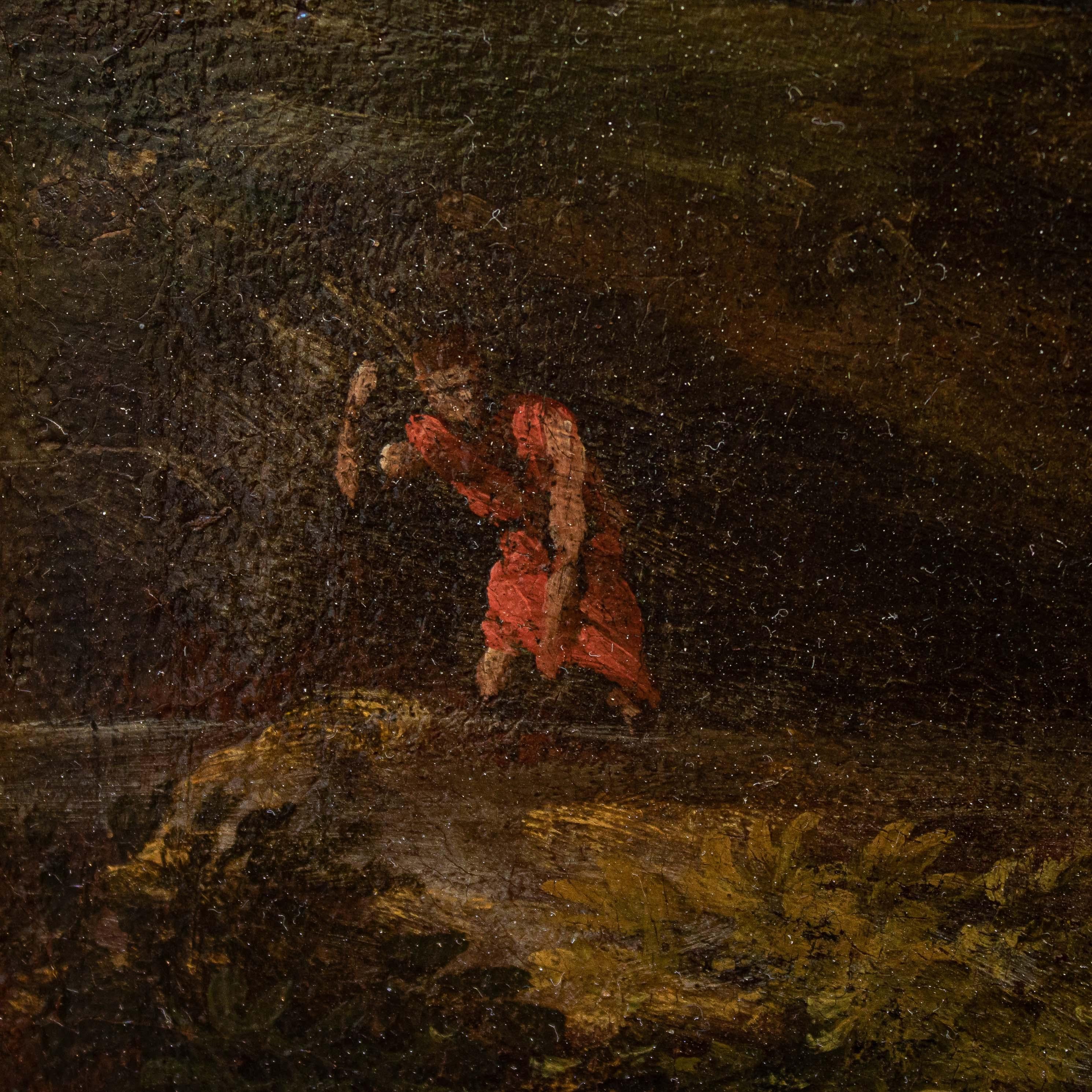 Peinture à l'huile sur toile de George Lambert du 18ème siècle représentant un paysage bucolique Bon état - En vente à Milan, IT