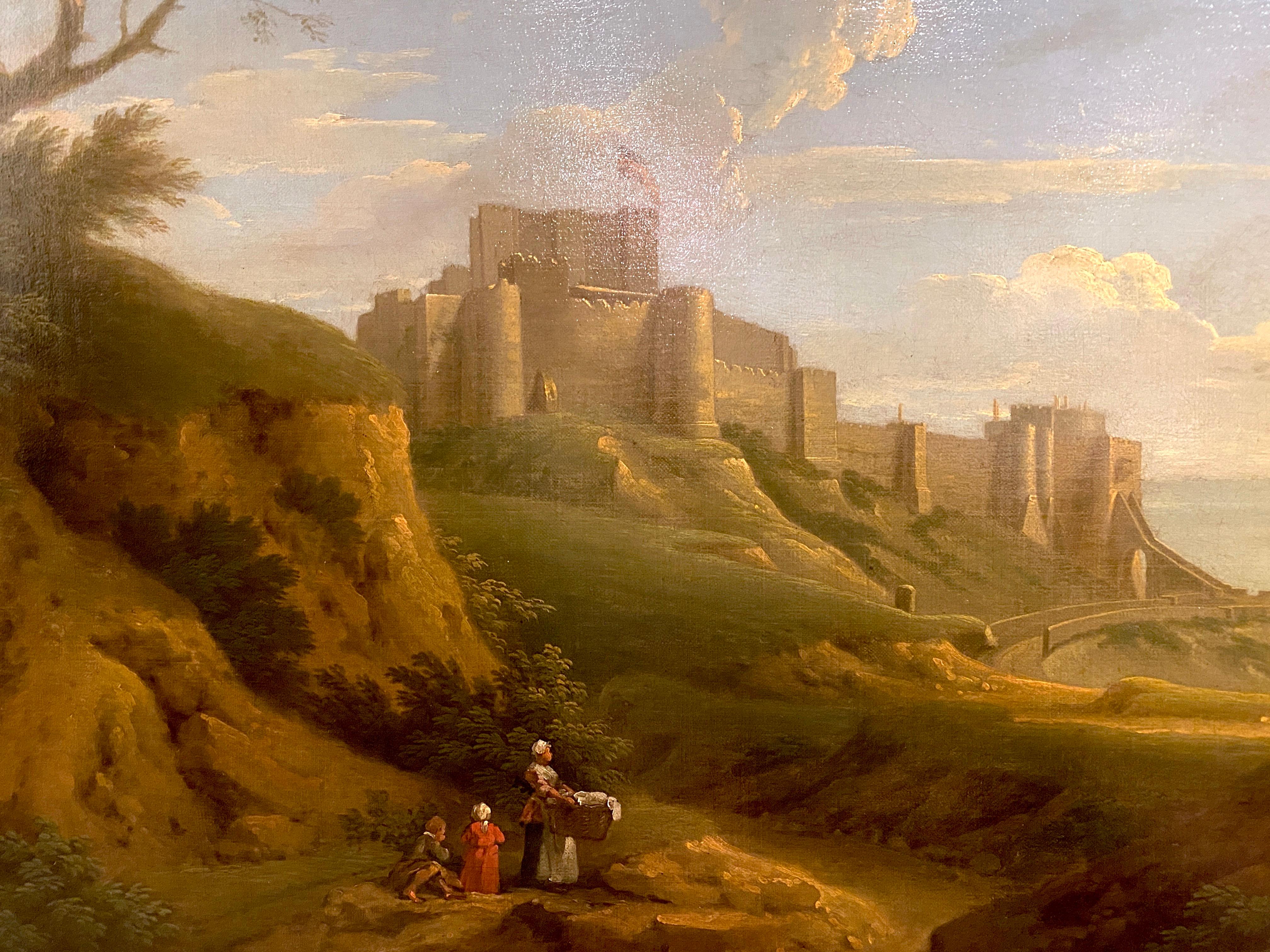 Breathtaking 18th Century Oil Painting Landscape - View of Dover Castle & Bay 1