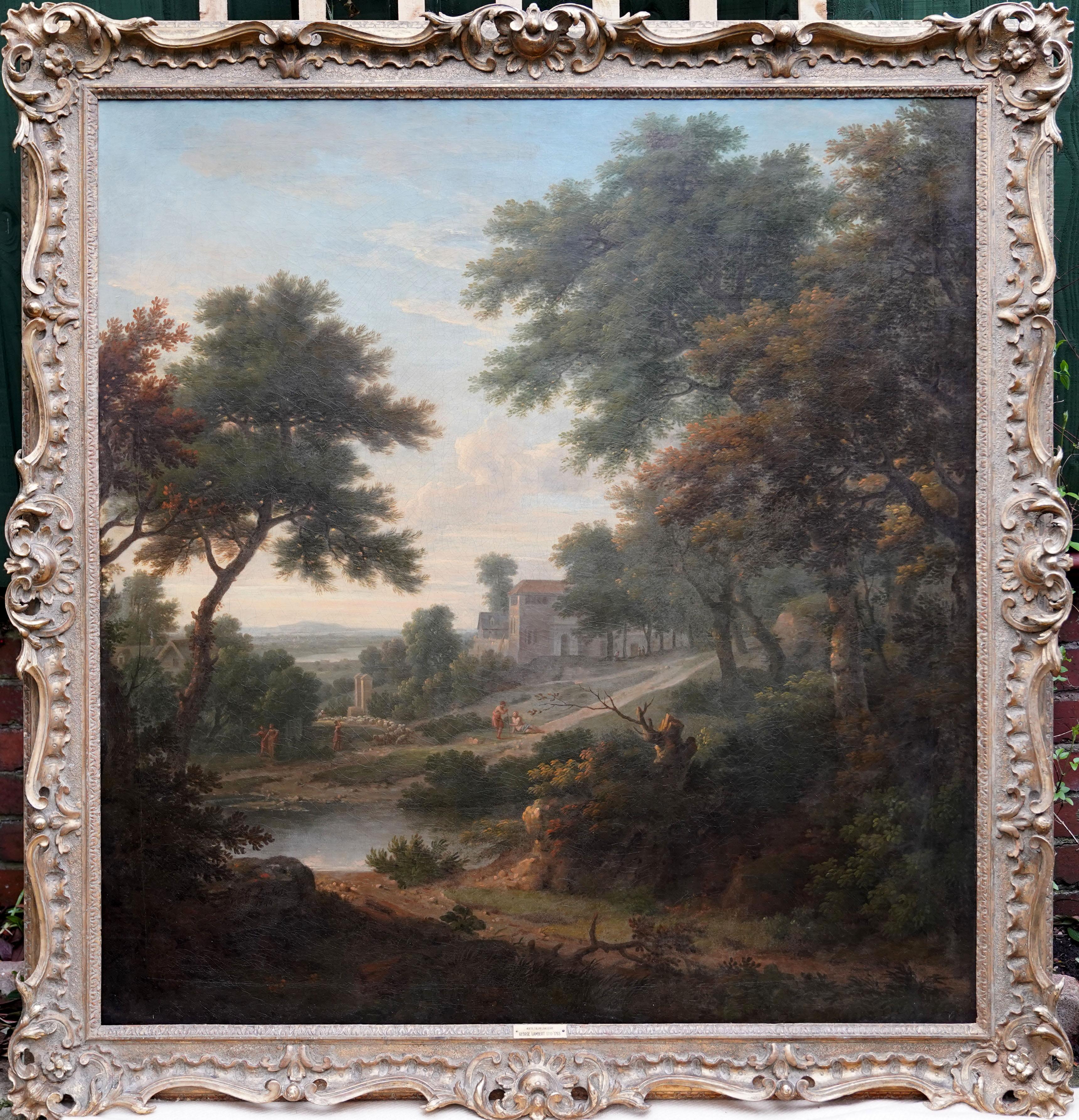 Manor House with Cottages - British 18thC Old Master art oil painting VG prov. For Sale 8