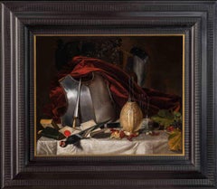 Signed George Lance Still-life Amor Painting  19 century oil canvas