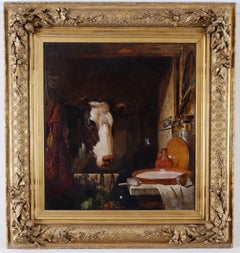 The Stable Door A Victorian Still life with Cow by George Lance 19th Century