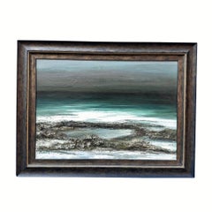 Oil on canvas “Beach at dusk”, Ronald, after Georges Laporte, France