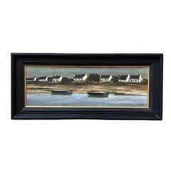 Huile sur toile expressionniste « Les cabanes de Bretagne », d'après Georges Laporte