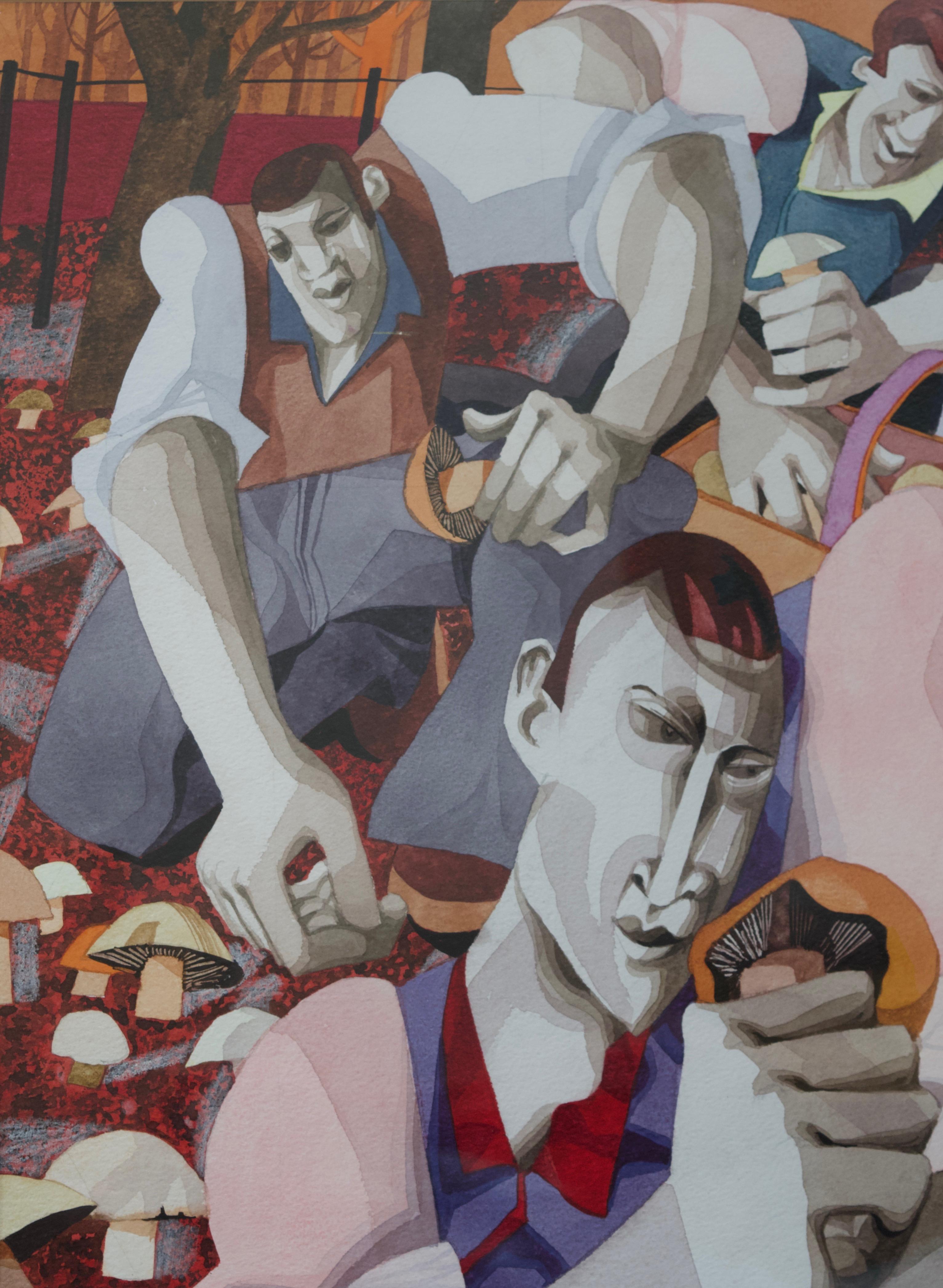 George Large, The Fungi Collectors, Cubist art For Sale 1