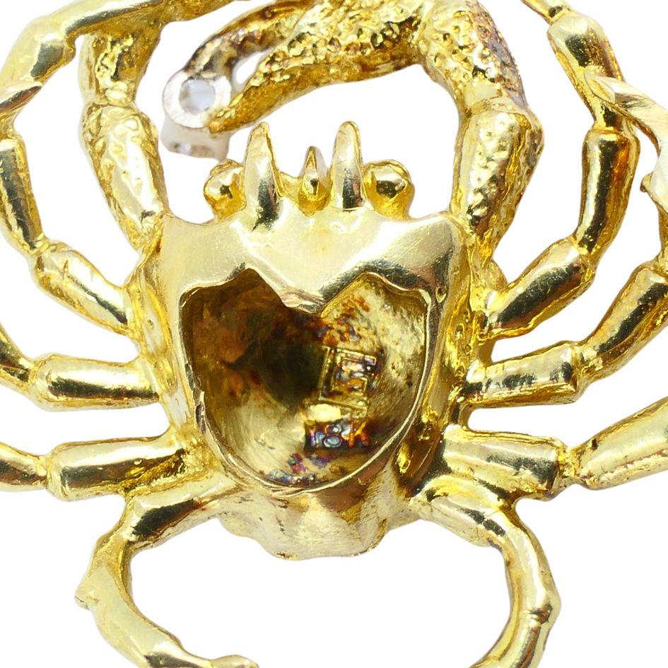 George Lederman Collier pendentif crabe cancer en or 18k avec diamants en vente 5