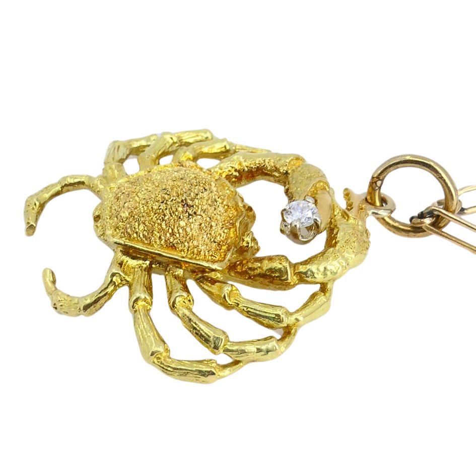 George Lederman Collier pendentif crabe cancer en or 18k avec diamants en vente 4