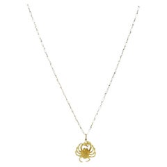 George Lederman 18k Gold Diamond Cancer Crab Pendant Necklace