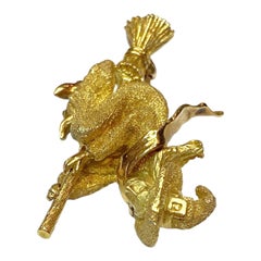 George Lederman Vintage 18K Witch on Broomstick Brooch