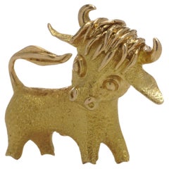 George Lederman Retro 18kt. yellow gold baby bull brooch.