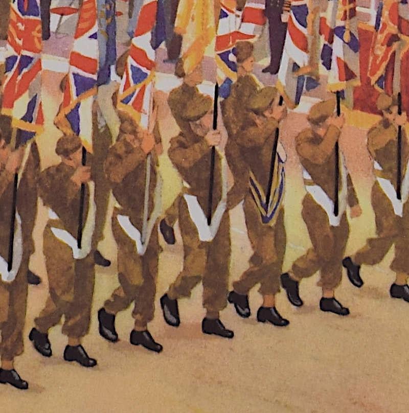 Victory Procession Down the Mall, 1946, lithograph by George Leech For Sale 3