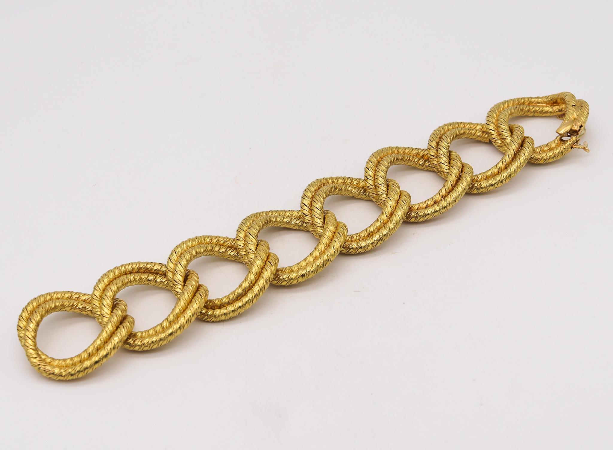 George L'enfant 1960 Paris Double Paillette Twisted Bracelet Braided 18Kt Gold 1
