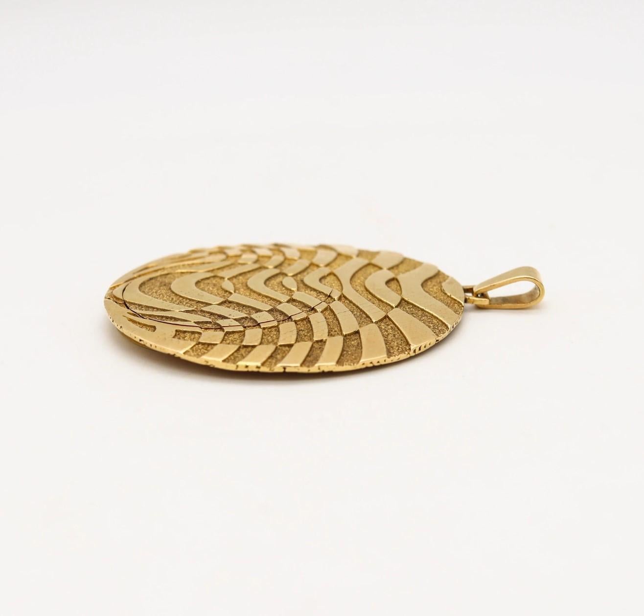 Women's or Men's George L'Enfant 1970 For Rolex Watch Very Rare Op-Art Pendant 18Kt Yellow Gold For Sale