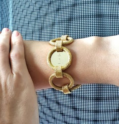 George L'Enfant 1970 Paris for Rolex SA Braided Bracelet Watch 18Kt Yellow Gold