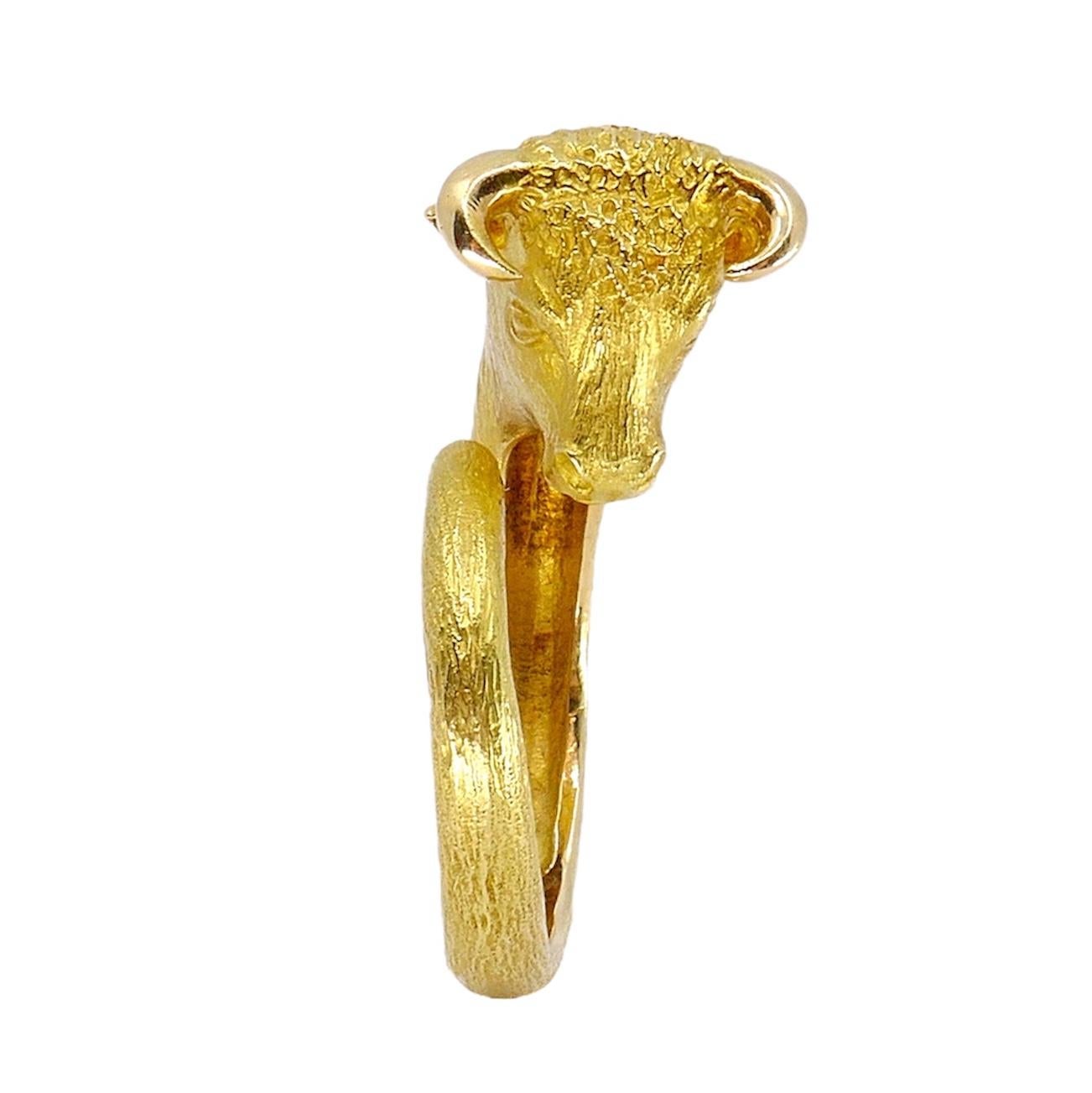 George L'Enfant for Cartier 18k Gold Taurus Bull Ring In Excellent Condition For Sale In Beverly Hills, CA