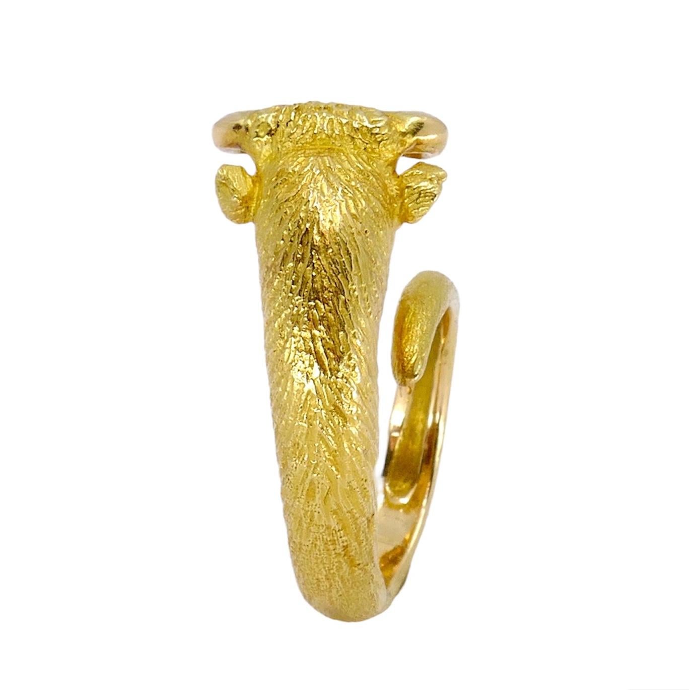 Women's or Men's George L'Enfant for Cartier 18k Gold Taurus Bull Ring For Sale