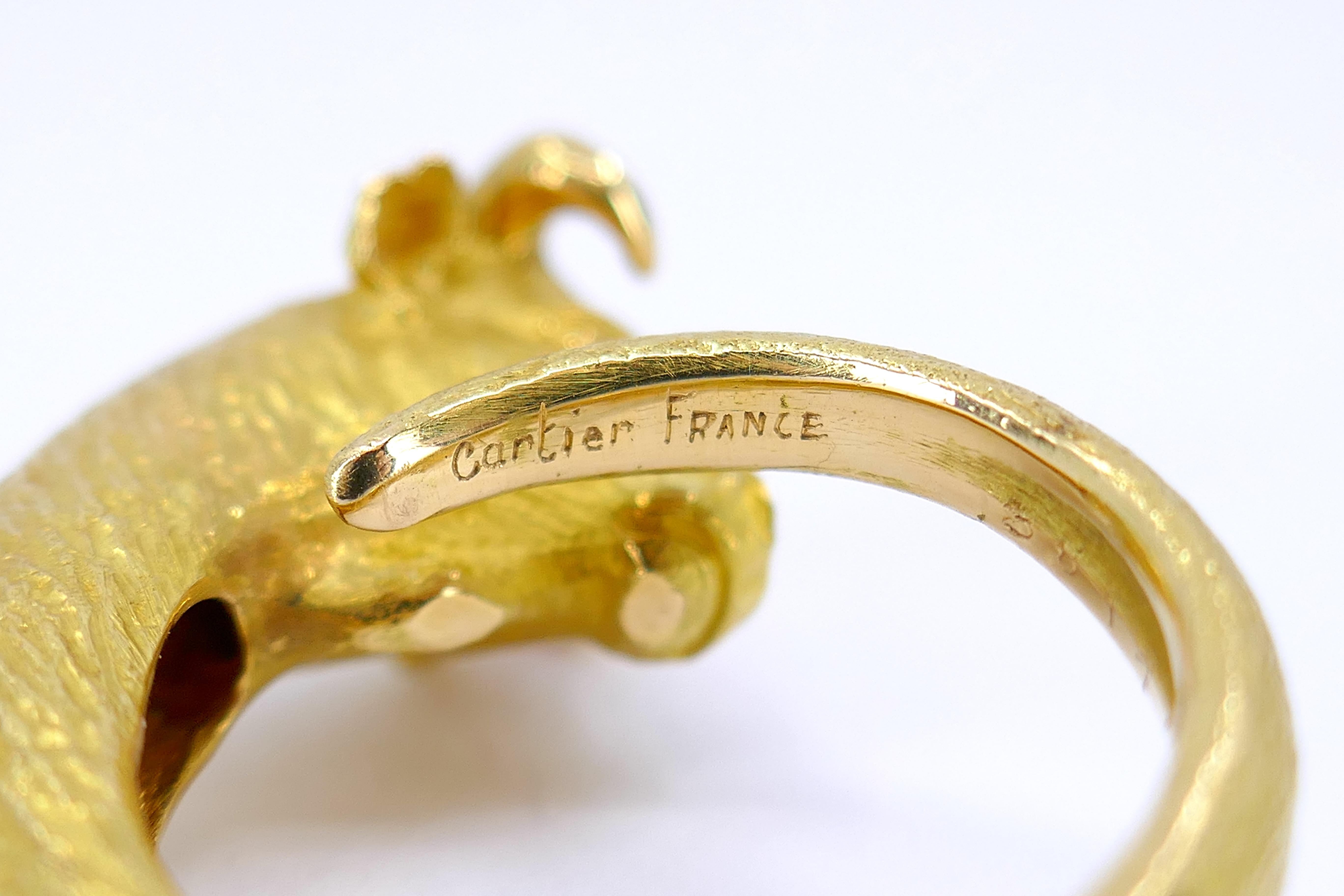George L'Enfant for Cartier 18k Gold Taurus Bull Ring For Sale 2