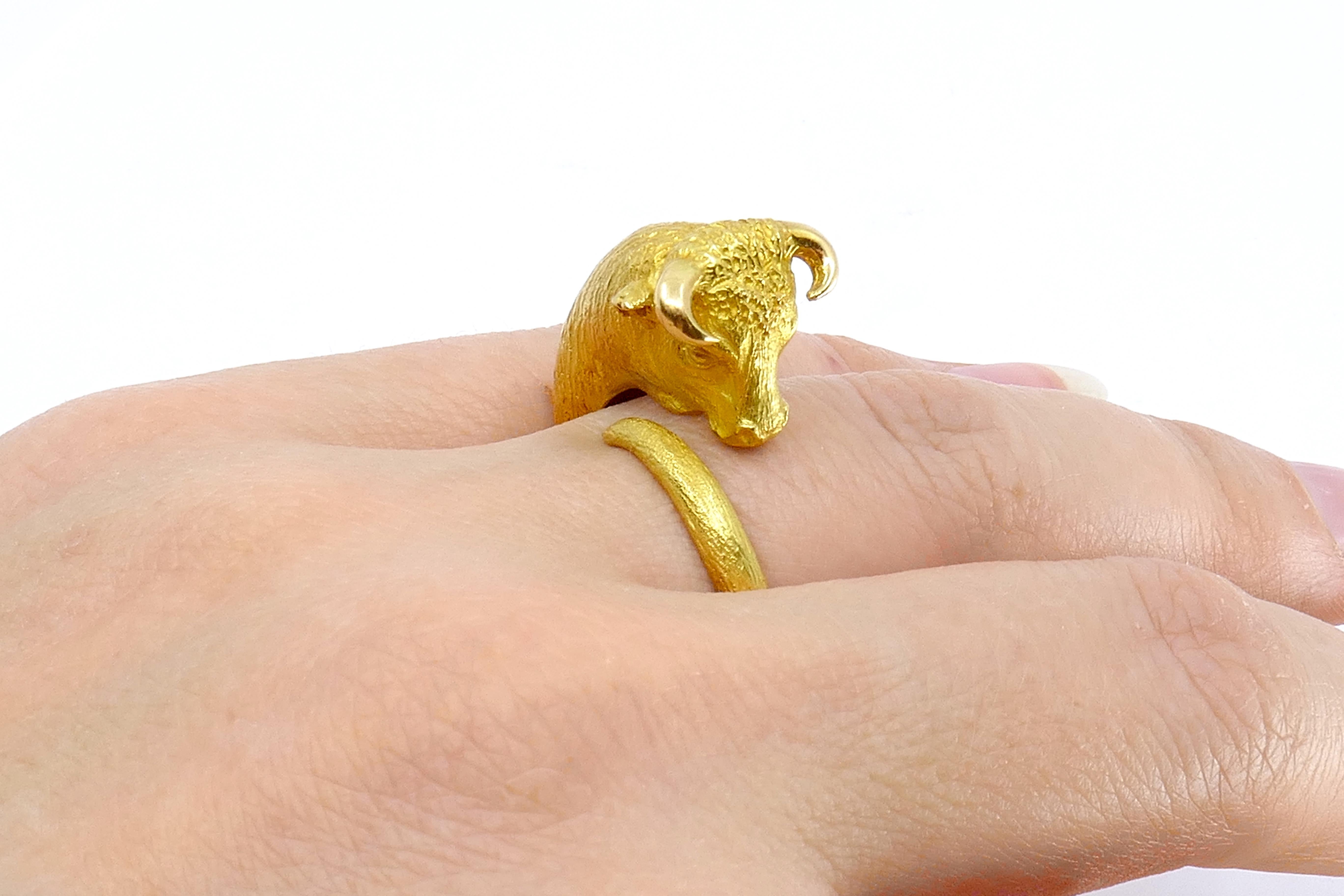 George L'Enfant for Cartier 18k Gold Taurus Bull Ring For Sale 4