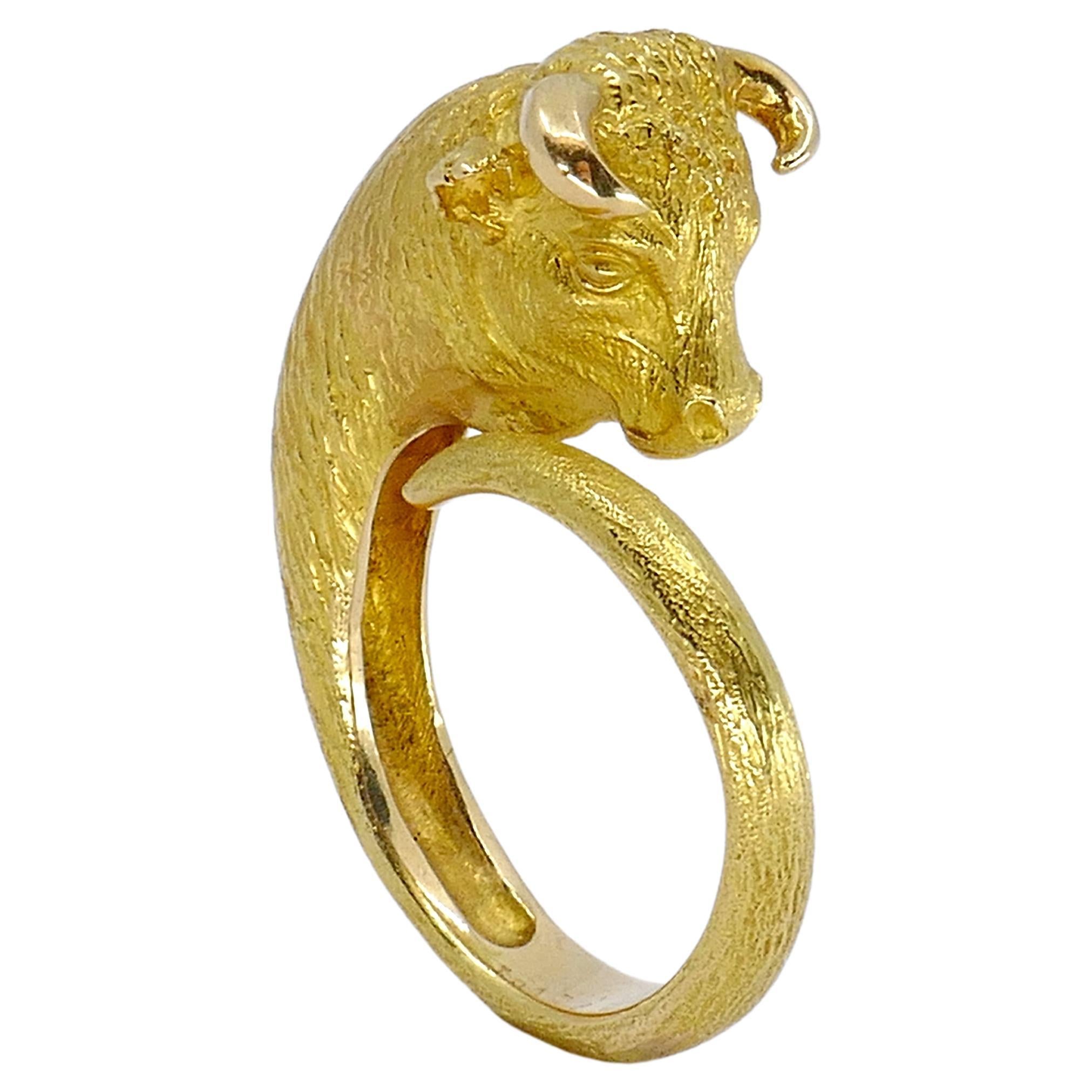 George L'Enfant for Cartier 18k Gold Taurus Bull Ring For Sale