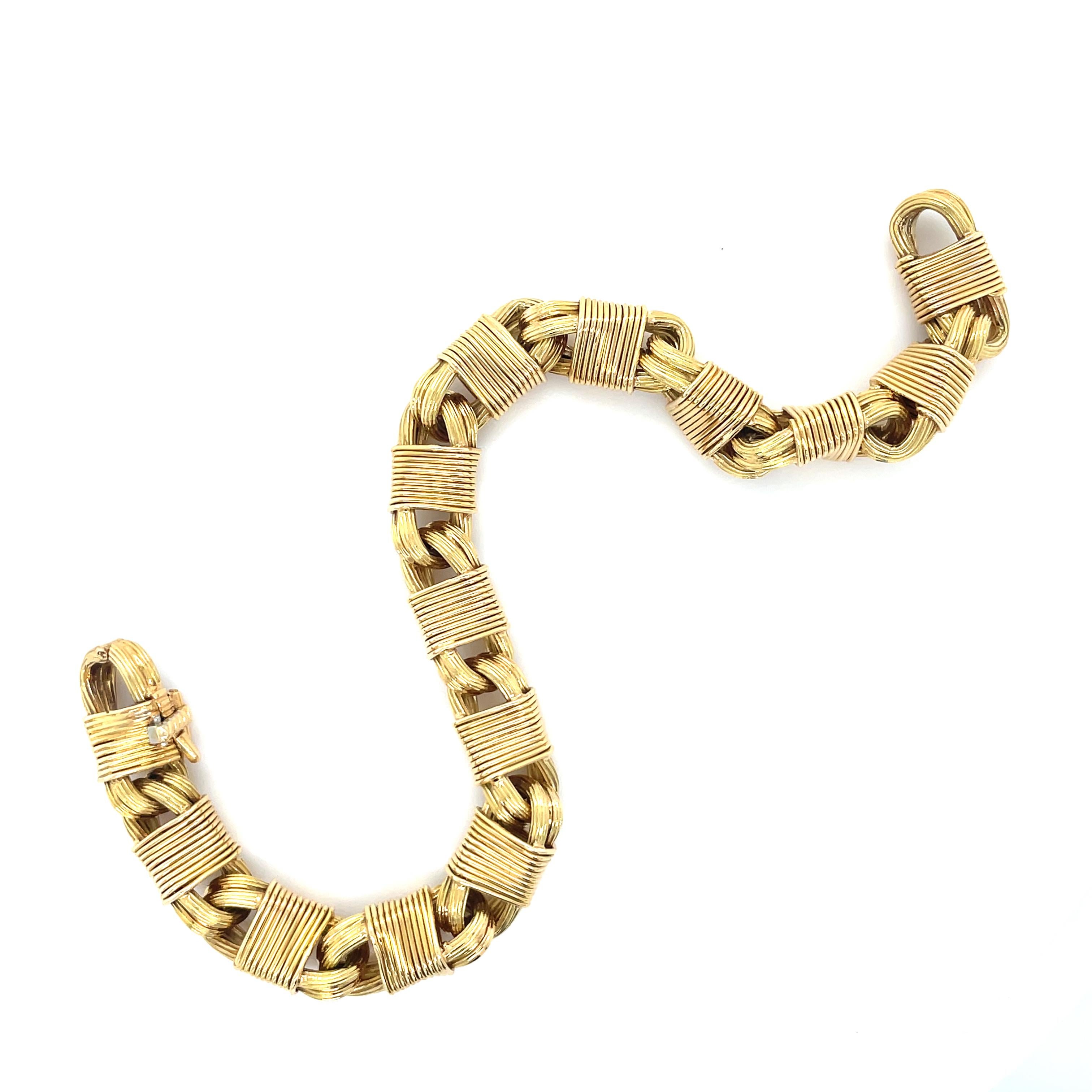 Women's or Men's George L'Enfant for Tiffany & Co. France, Mid-Century 18K Yellow Gold Bracelet For Sale