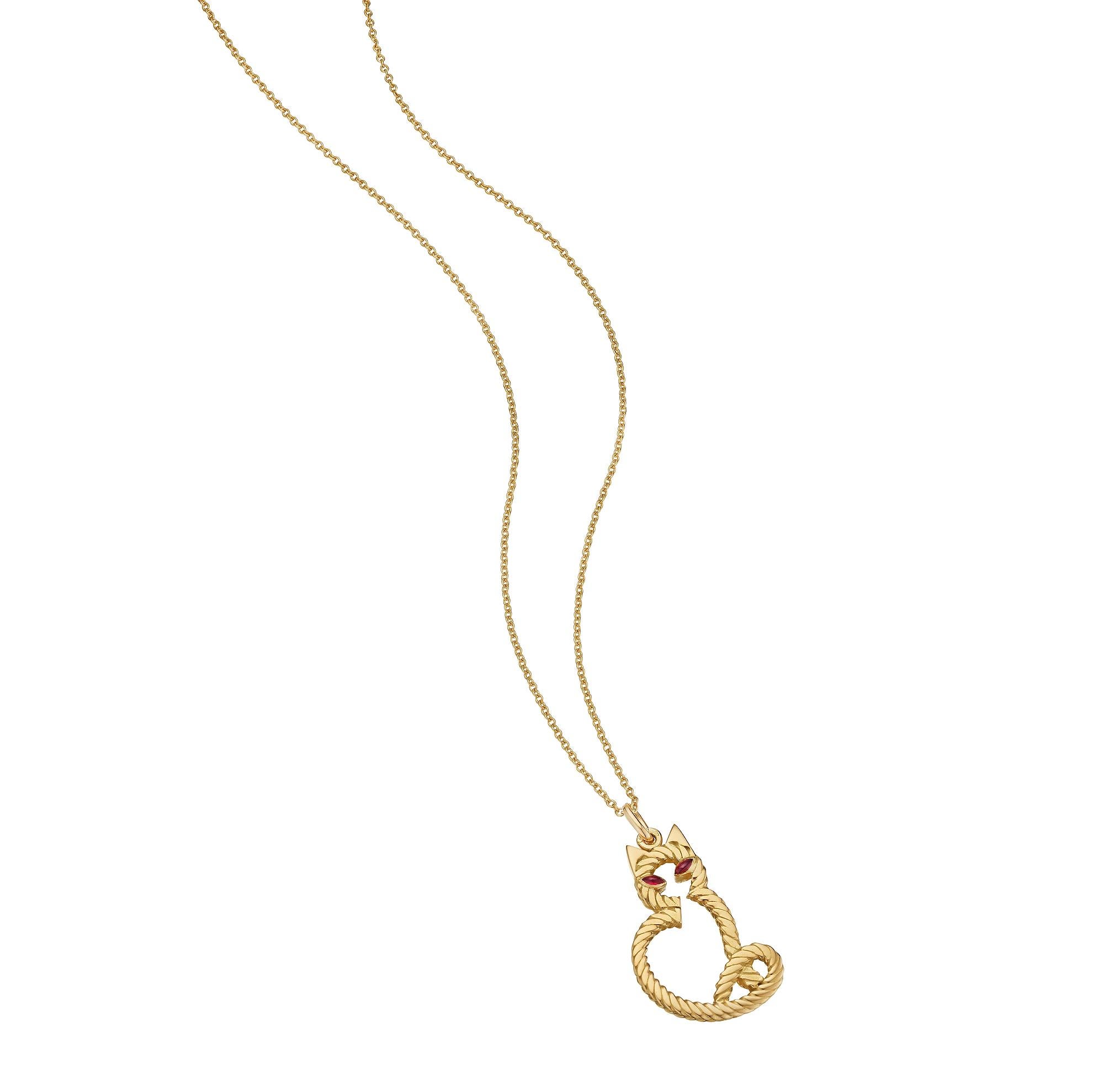 It is the cat's meow.  With ruby eyes and stylized feline fur, this Georges L'Enfant Van Cleef & Arpels vintage 18 karat yellow gold silhouette of a cat will keep you meowing 24/7.  Signed VCA with Georges L'Enfant hallmarks.  Circa 1970-75. 