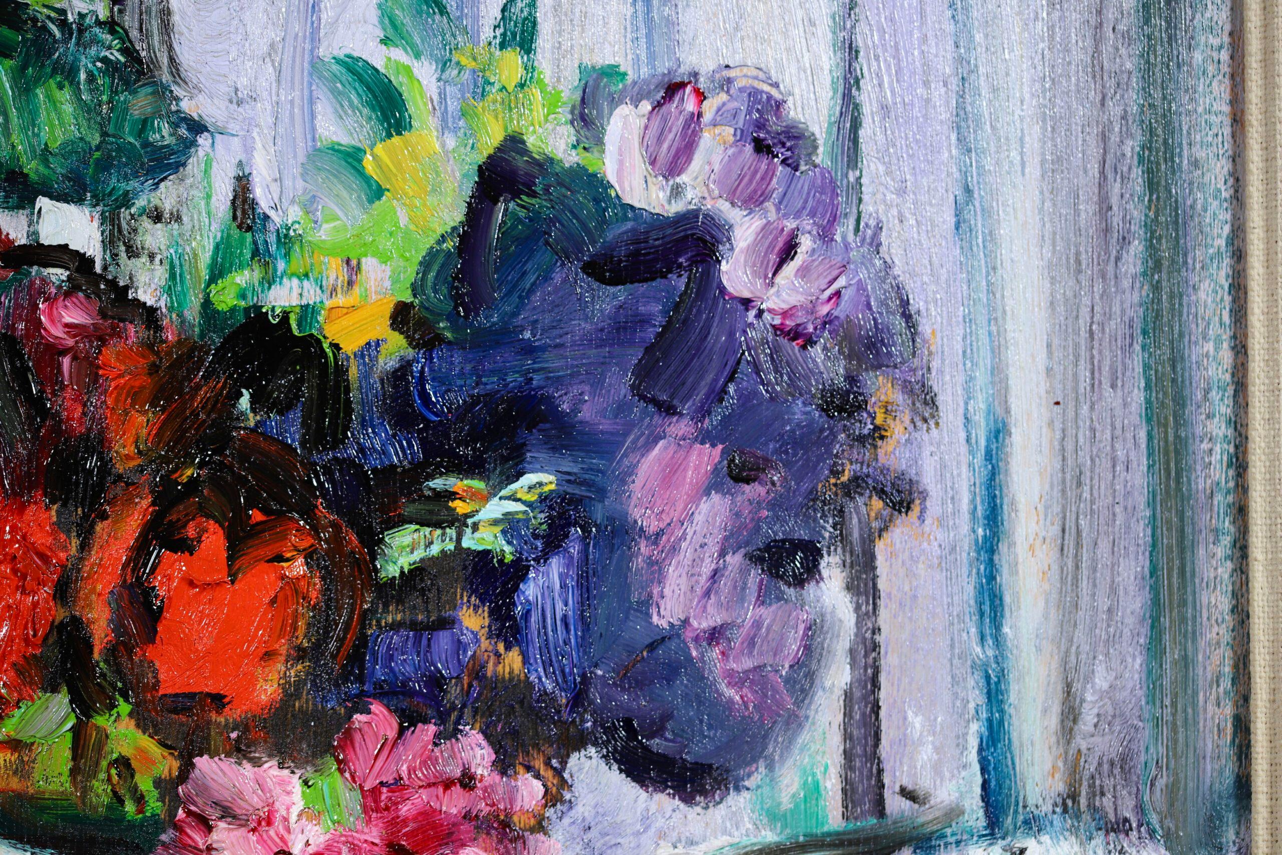 Blumen und Früchte – farbenfrohes Stillleben, Ölgemälde von George Leslie Hunter im Angebot 12