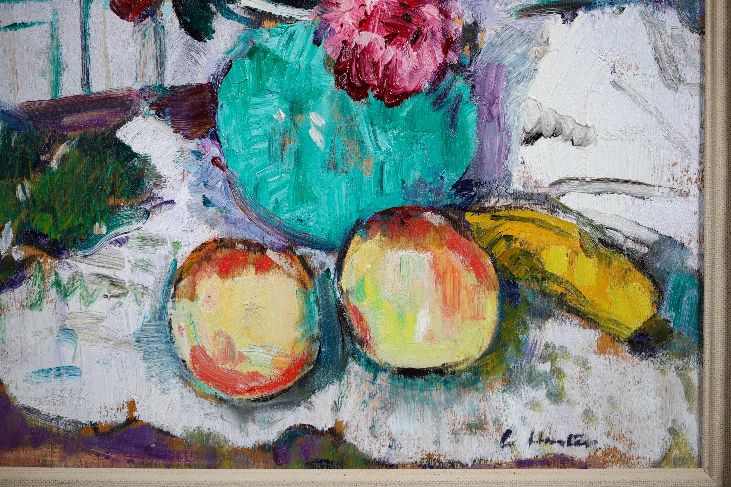 Blumen und Früchte – farbenfrohes Stillleben, Ölgemälde von George Leslie Hunter im Angebot 7