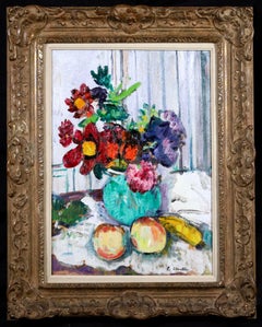 Blumen und Früchte – farbenfrohes Stillleben, Ölgemälde von George Leslie Hunter
