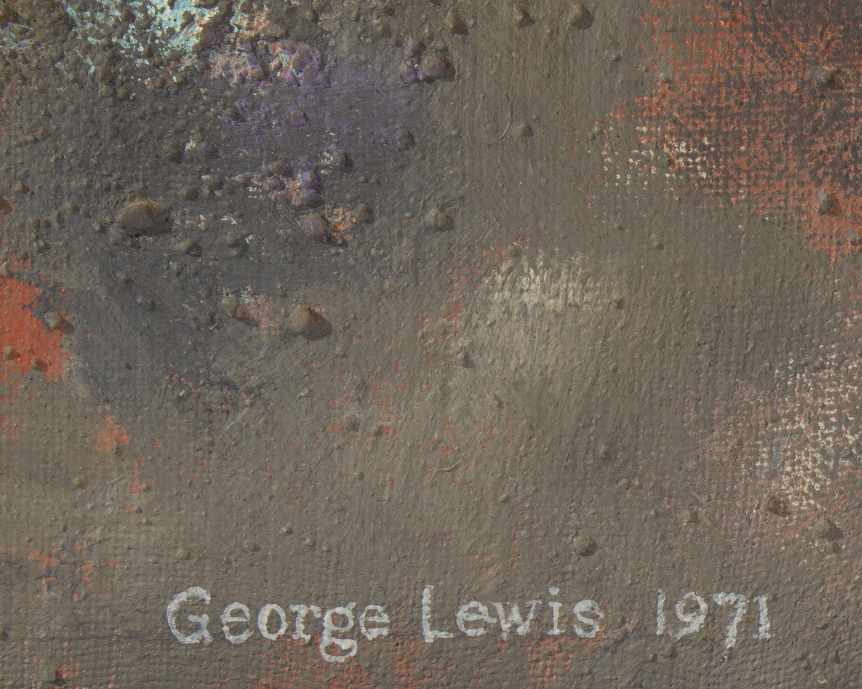 George Lewis Sign 1971 Huile sur Toile Peinture Abstraite Bon état - En vente à Indianapolis, IN