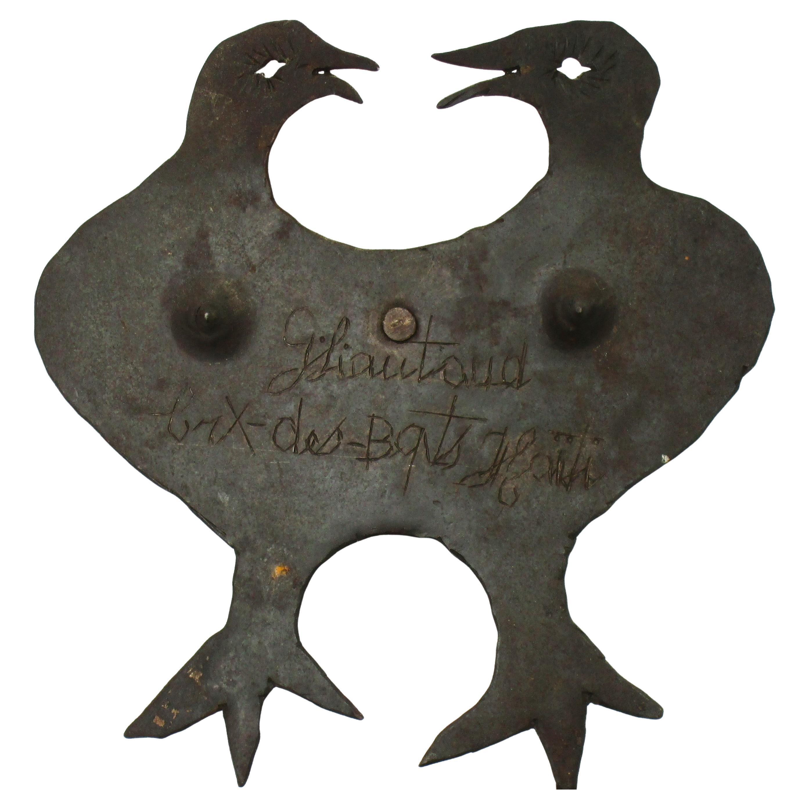 George Liautaud Haitian-Metallskulptur mit zwei Vögeln im Haitian-Schliff, ca. 1950 im Zustand „Gut“ in Rochester, NY