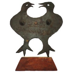 George Liautaud Haitian Cut Metal Sculpture Two Birds, Circa 1950
