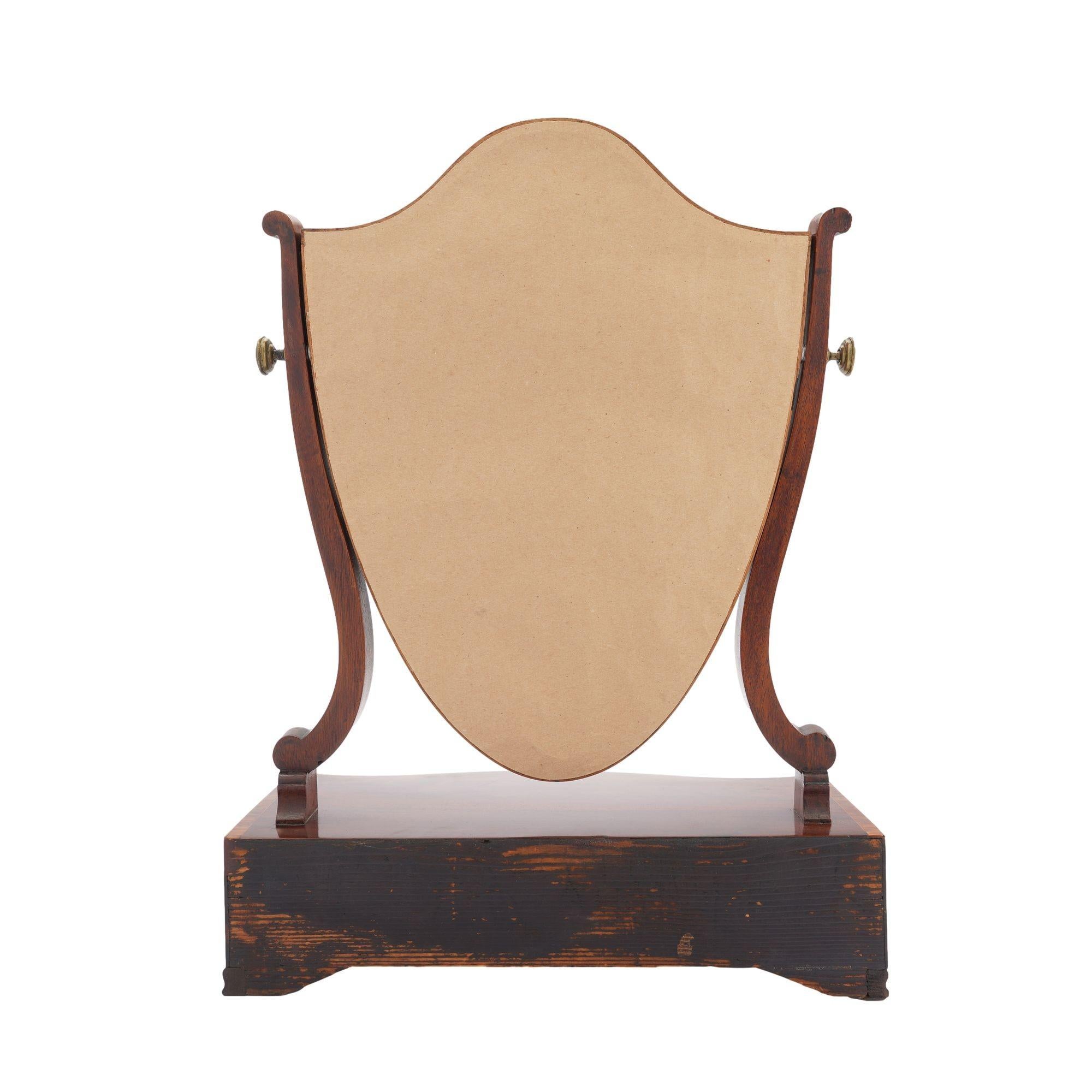 18th Century George lIl mahogany dressing mirror on a serpentine box stand, 1790 For Sale