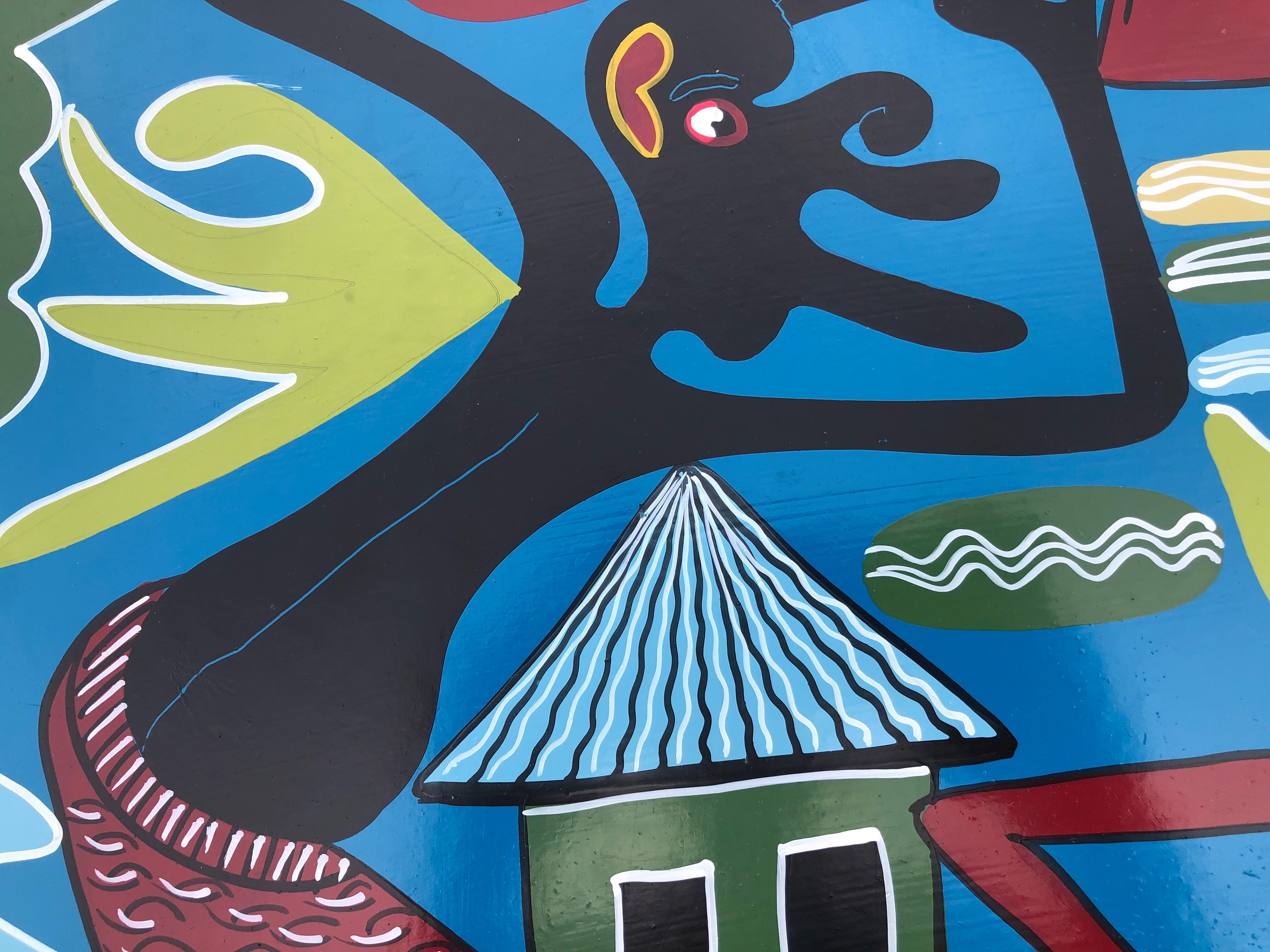 Peinture acrylique sur toile - Danse tribale africaine en vente 1