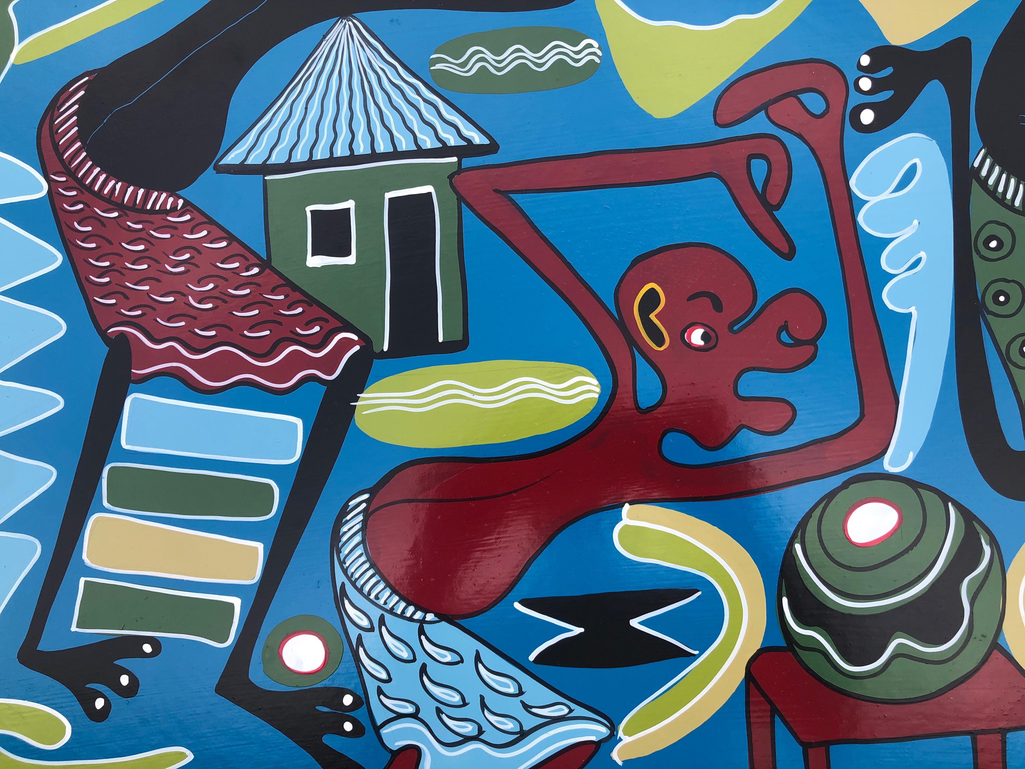 Peinture acrylique sur toile - Danse tribale africaine en vente 2