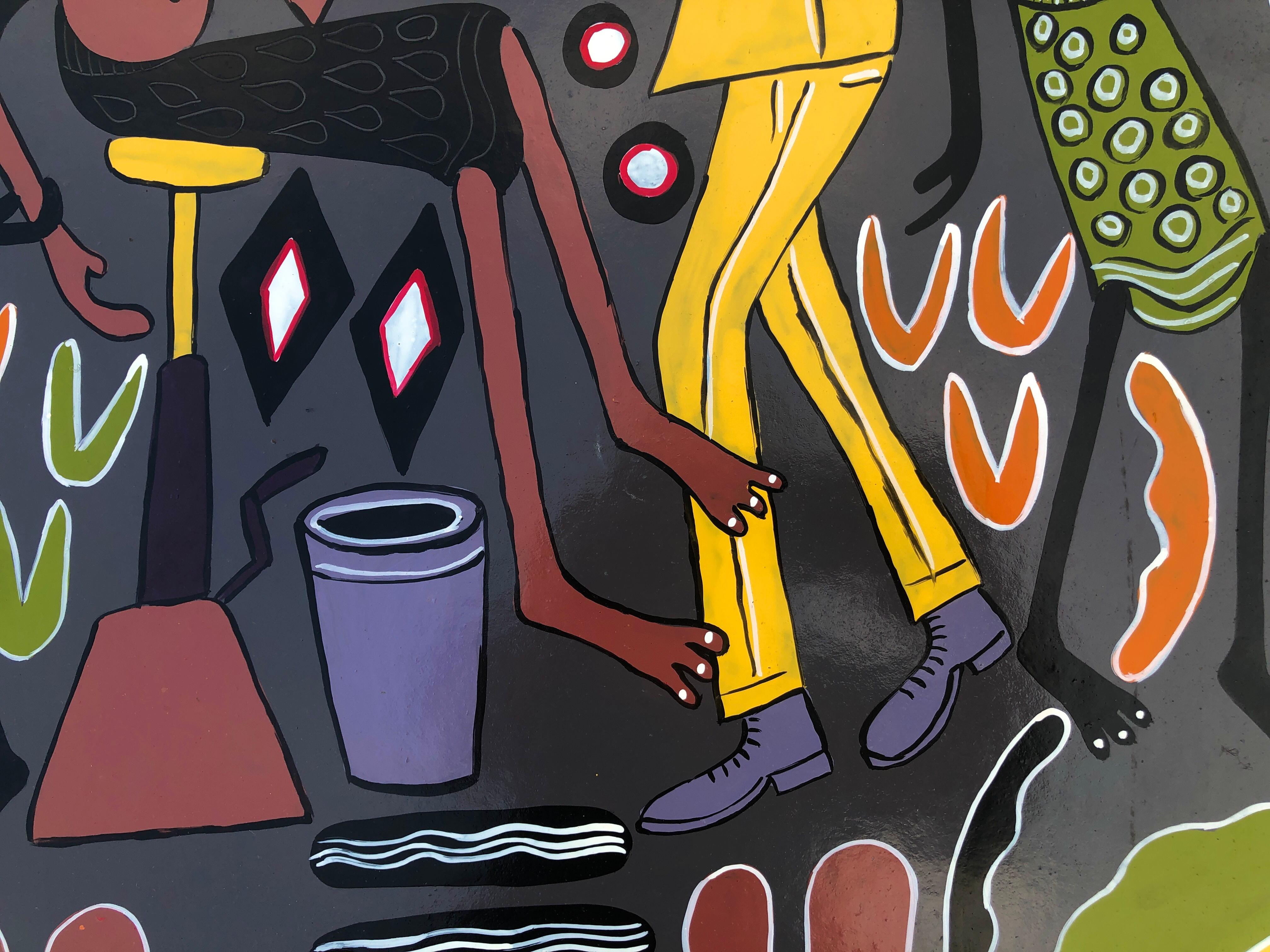 The African dentist acrylic on board painting Africa For Sale 1