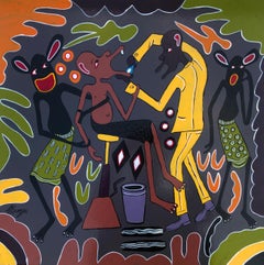 The African dentist acrylic on board painting Africa