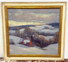 George Lingle Wilstach (American, 1892–1973) Winter Hillside with Red Barn